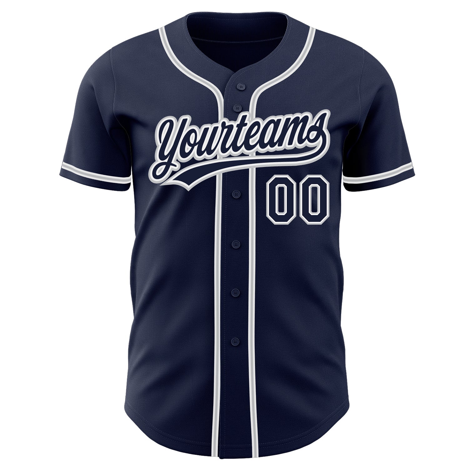 Custom Navy Navy-Gray Authentic Baseball Jersey view 2