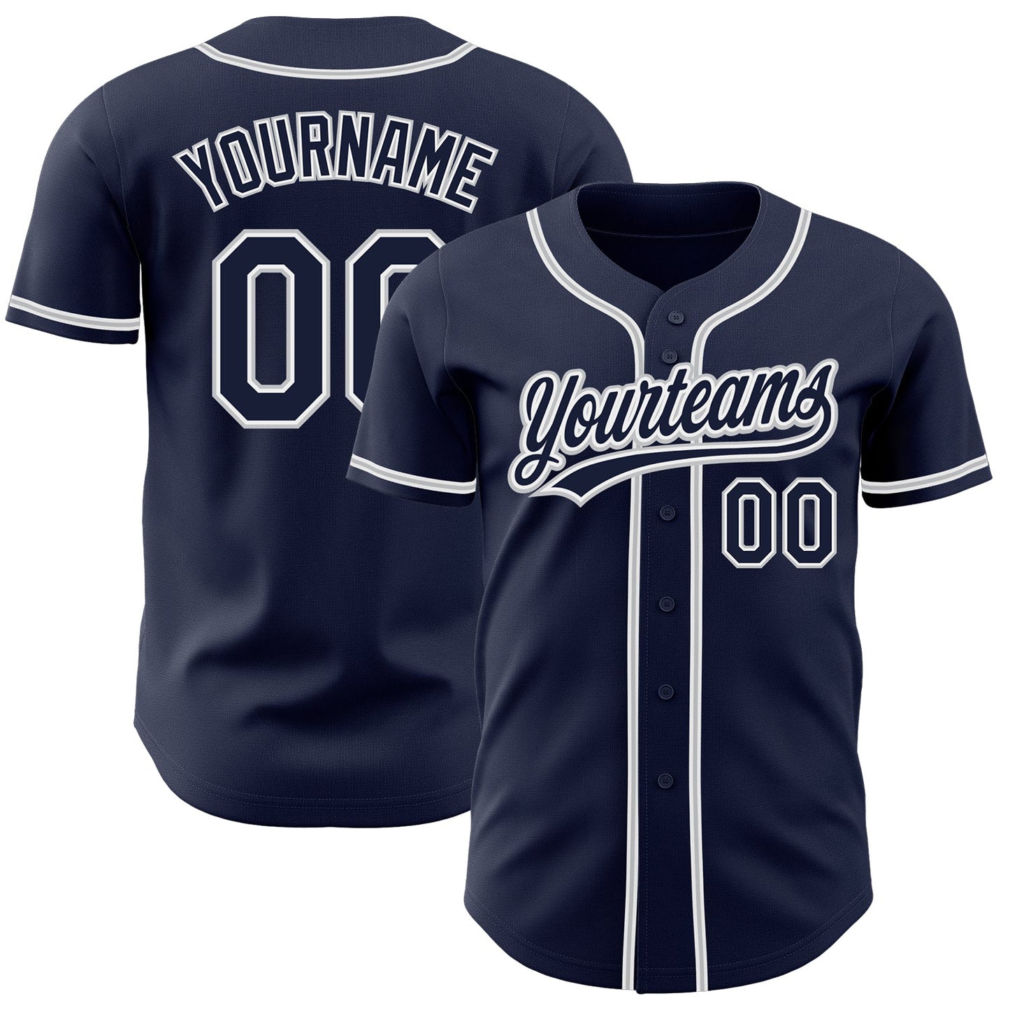 Custom Navy Navy-Gray Authentic Baseball Jersey - Main View