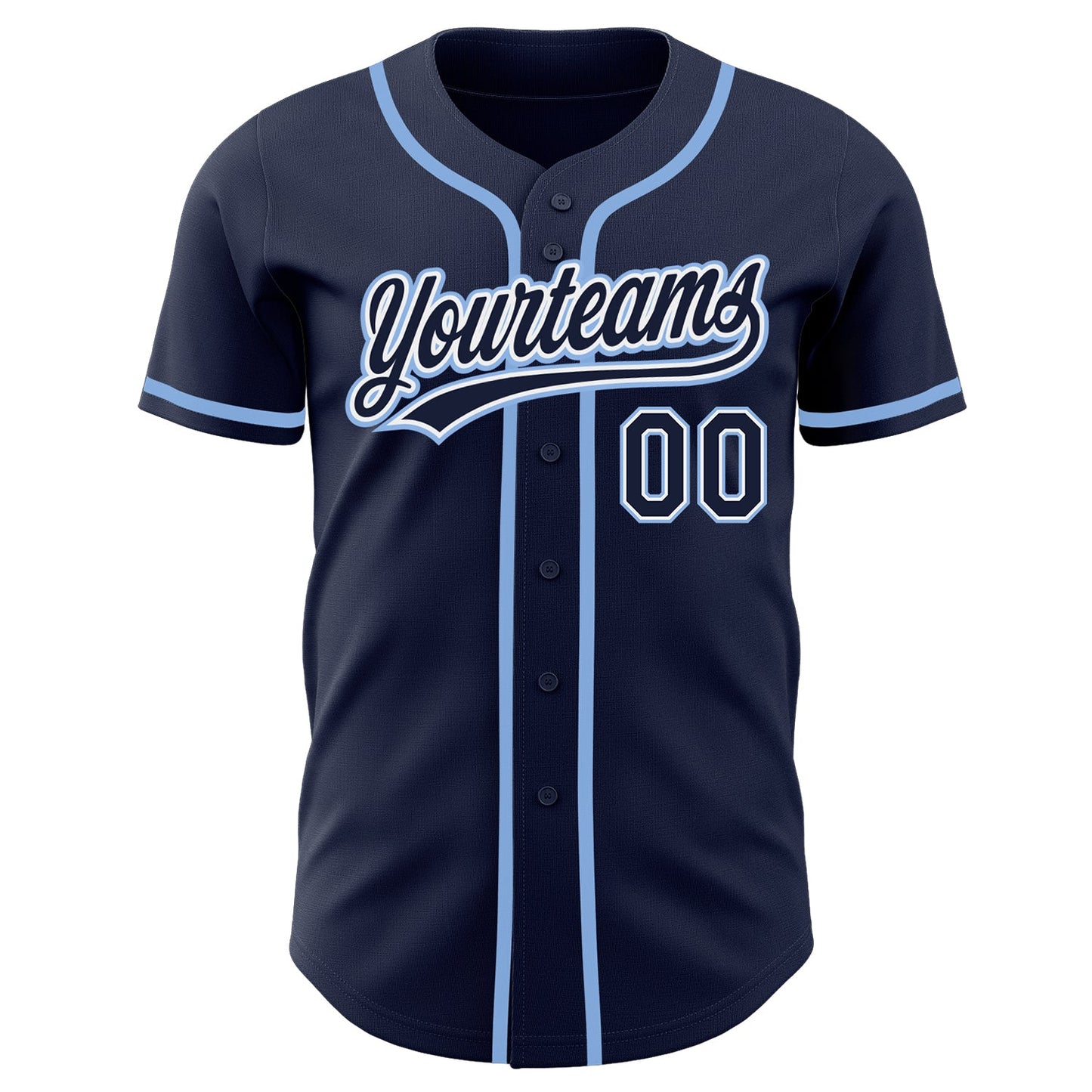 Custom Navy Navy-Light Blue Authentic Baseball Jersey view 2
