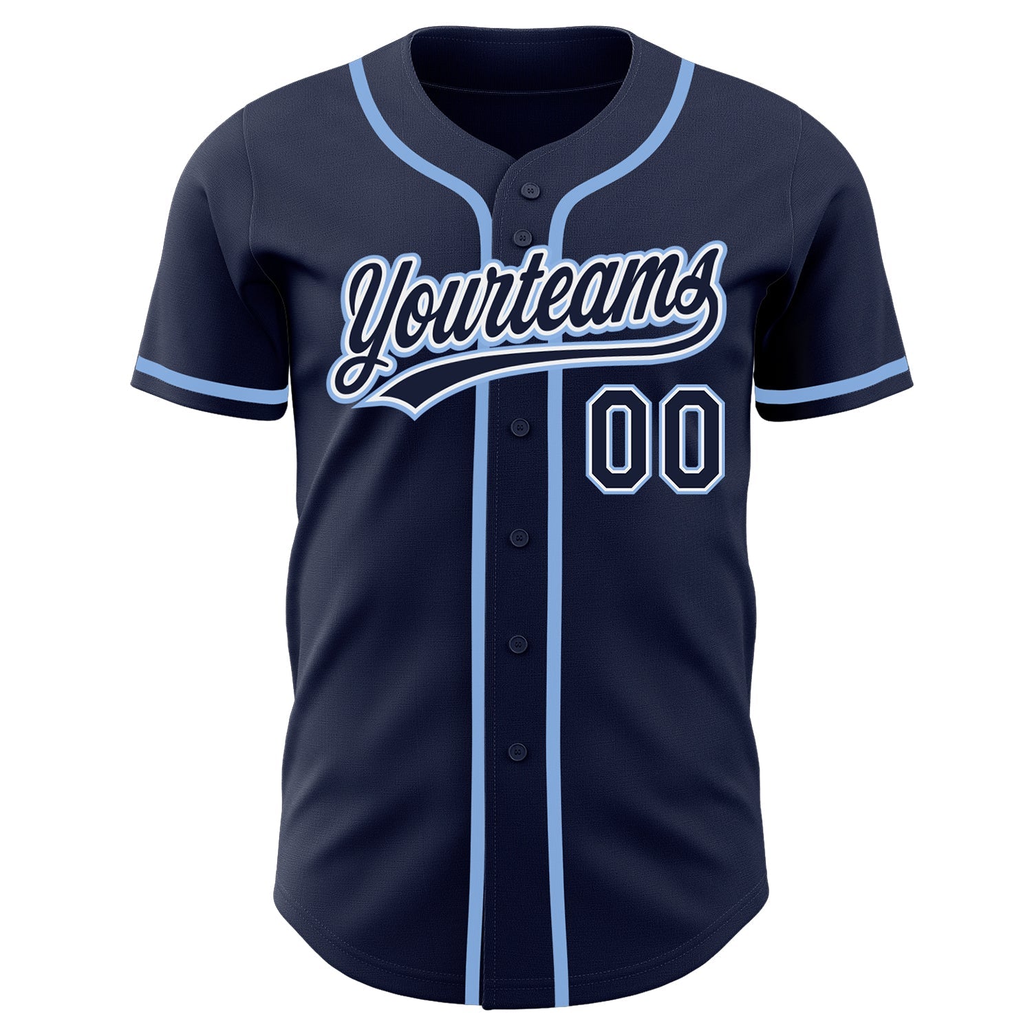 Custom Navy Navy-Light Blue Authentic Baseball Jersey view 2