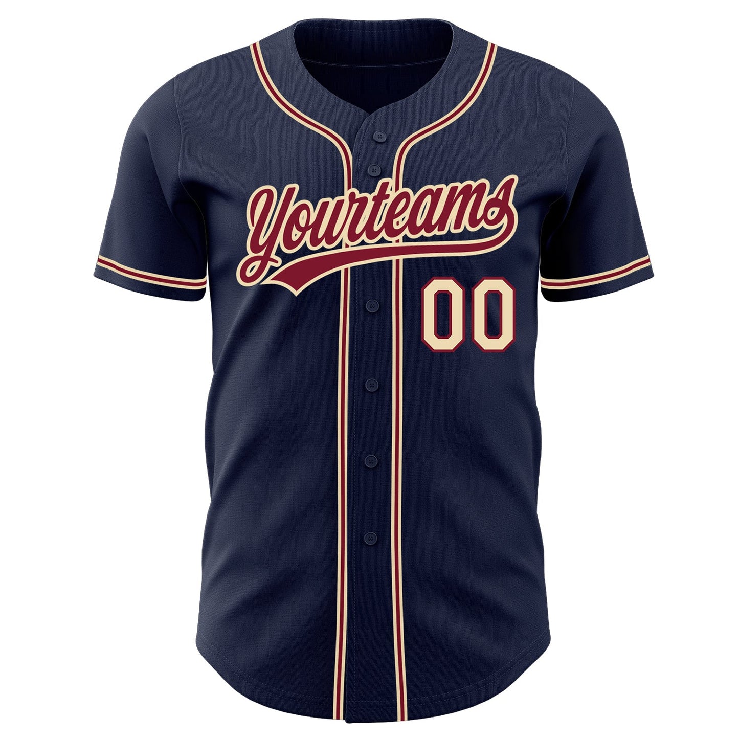 Custom Navy City Cream-Crimson Authentic Baseball Jersey view 3