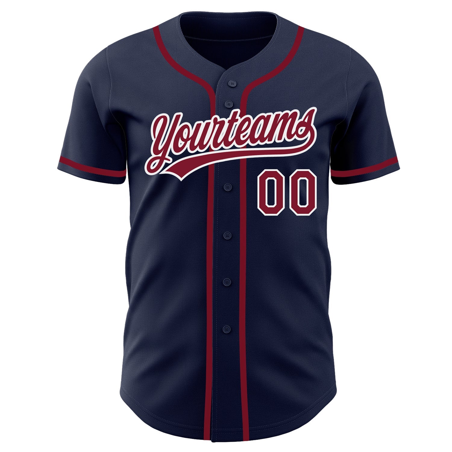 Custom Navy Crimson-White Authentic Baseball Jersey view 2