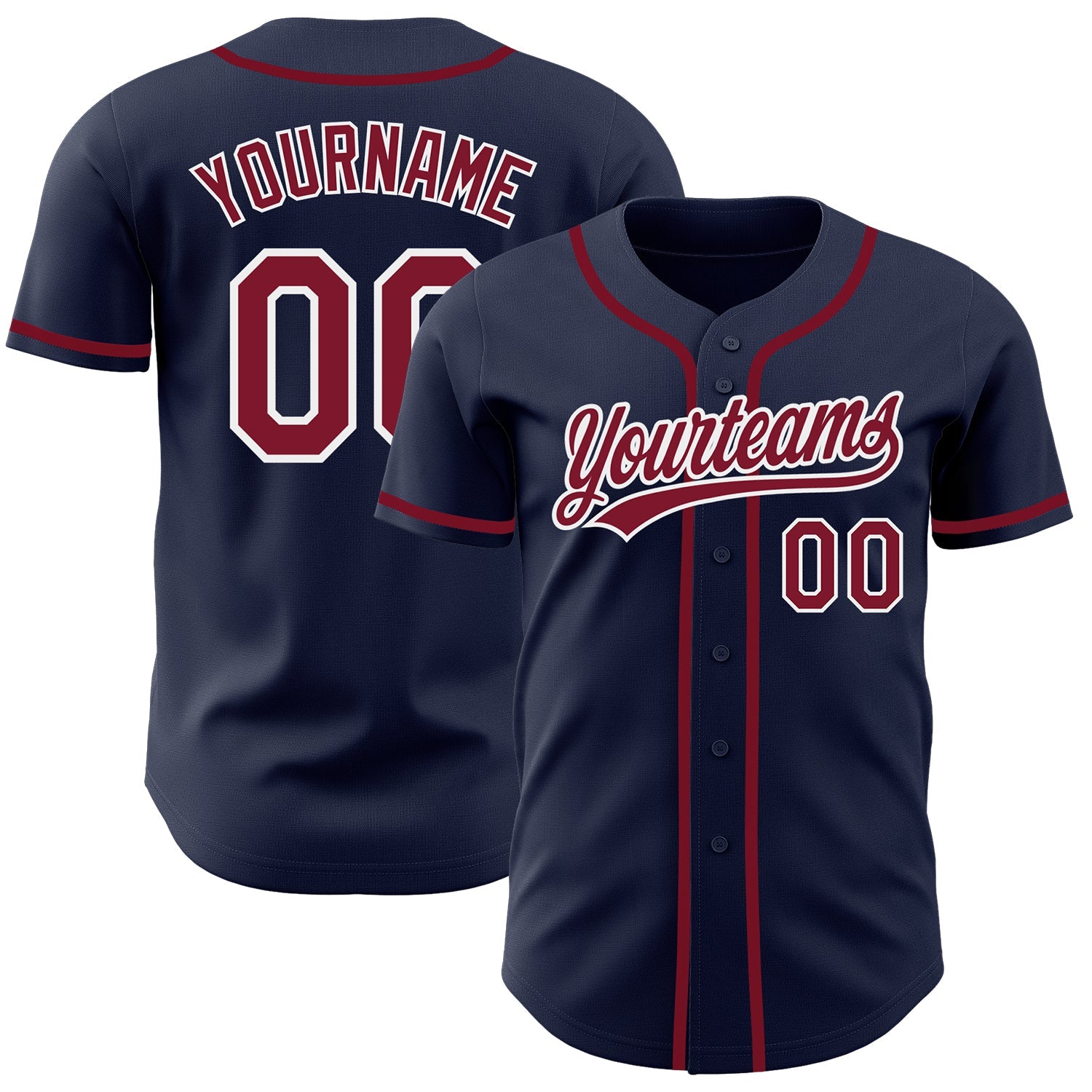 Custom Navy Crimson-White Authentic Baseball Jersey - Main View