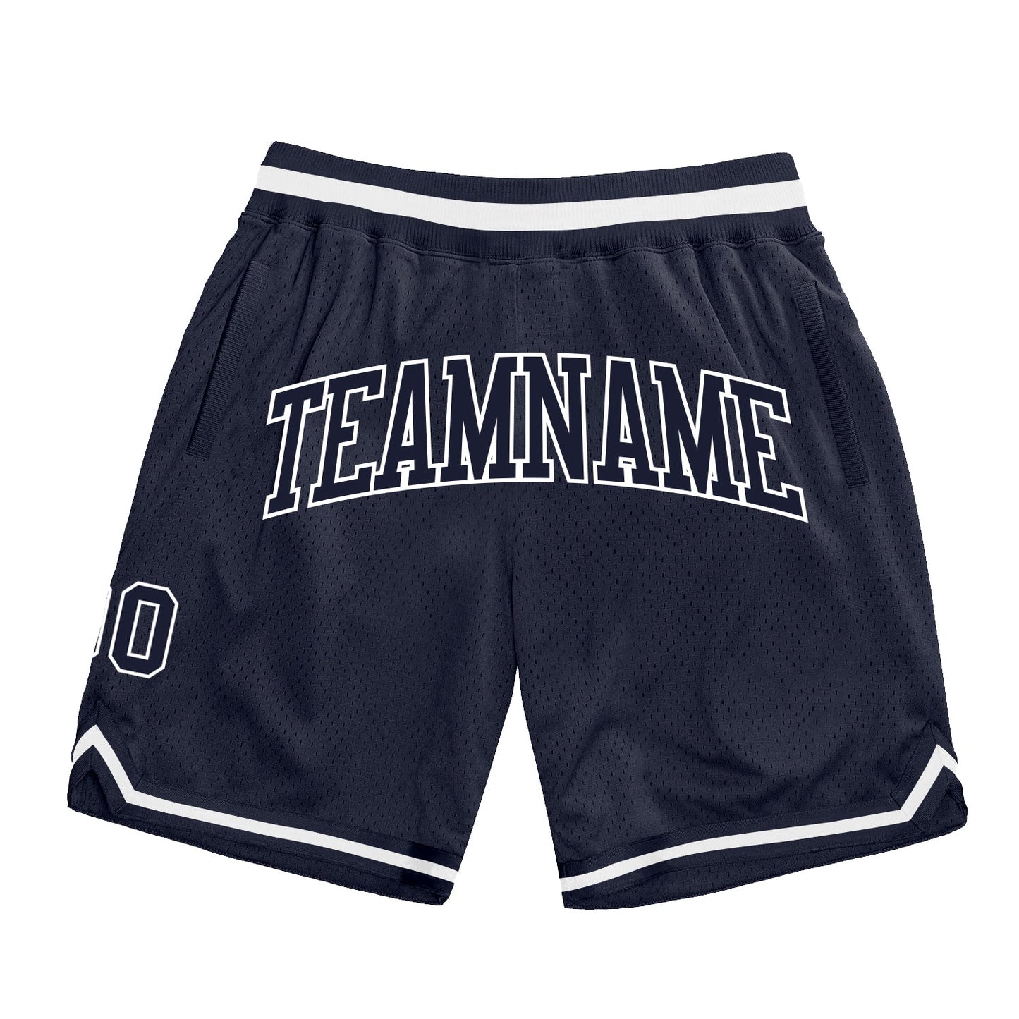 Custom Navy Navy-White Authentic Throwback Basketball Shorts - Main View