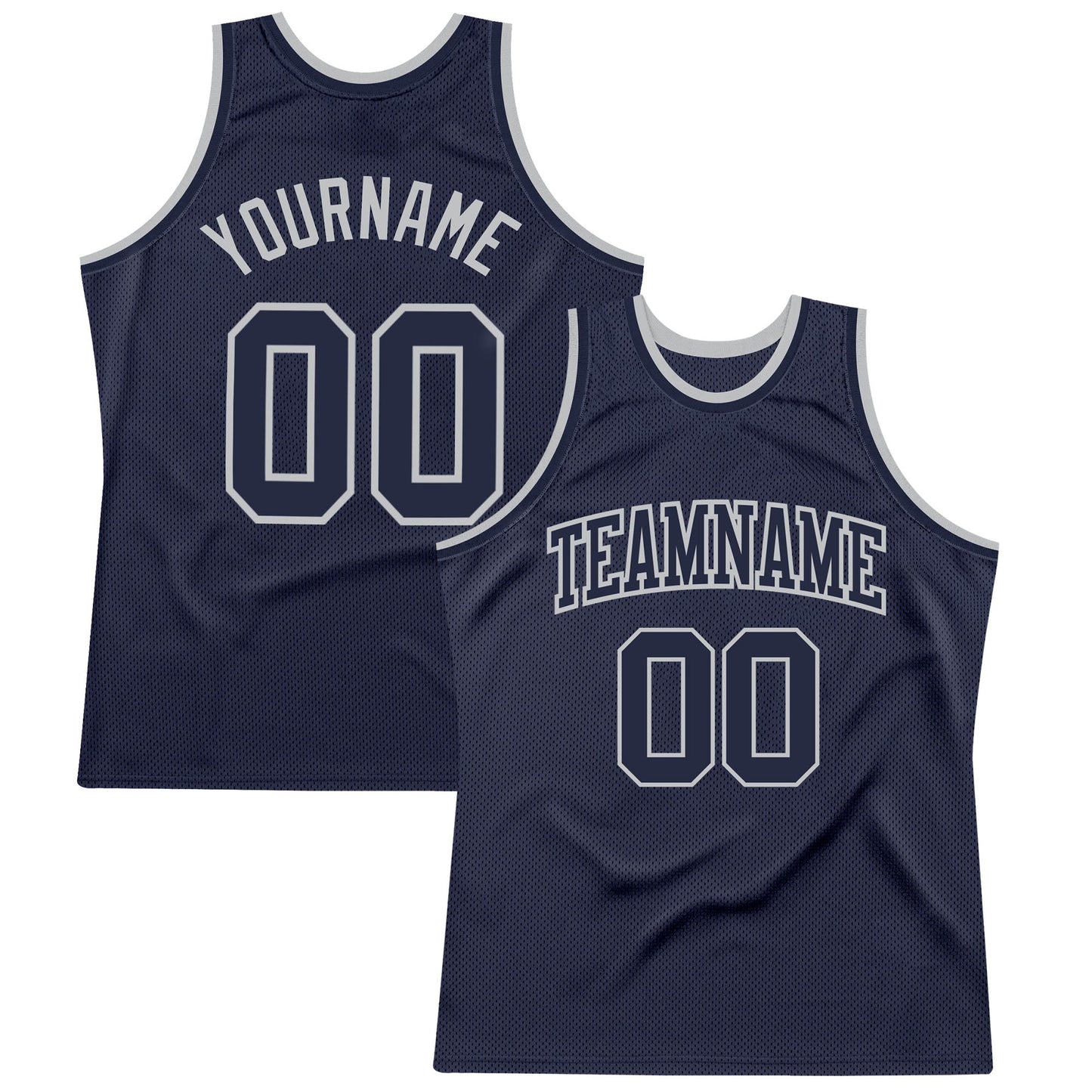 Custom Navy Navy-Gray Authentic Throwback Basketball Jersey - Main View