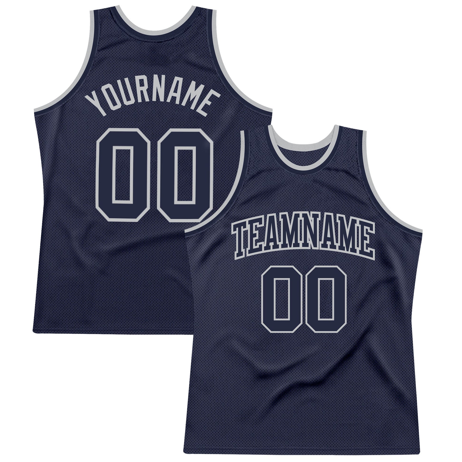 Custom Navy Navy-Gray Authentic Throwback Basketball Jersey - Main View