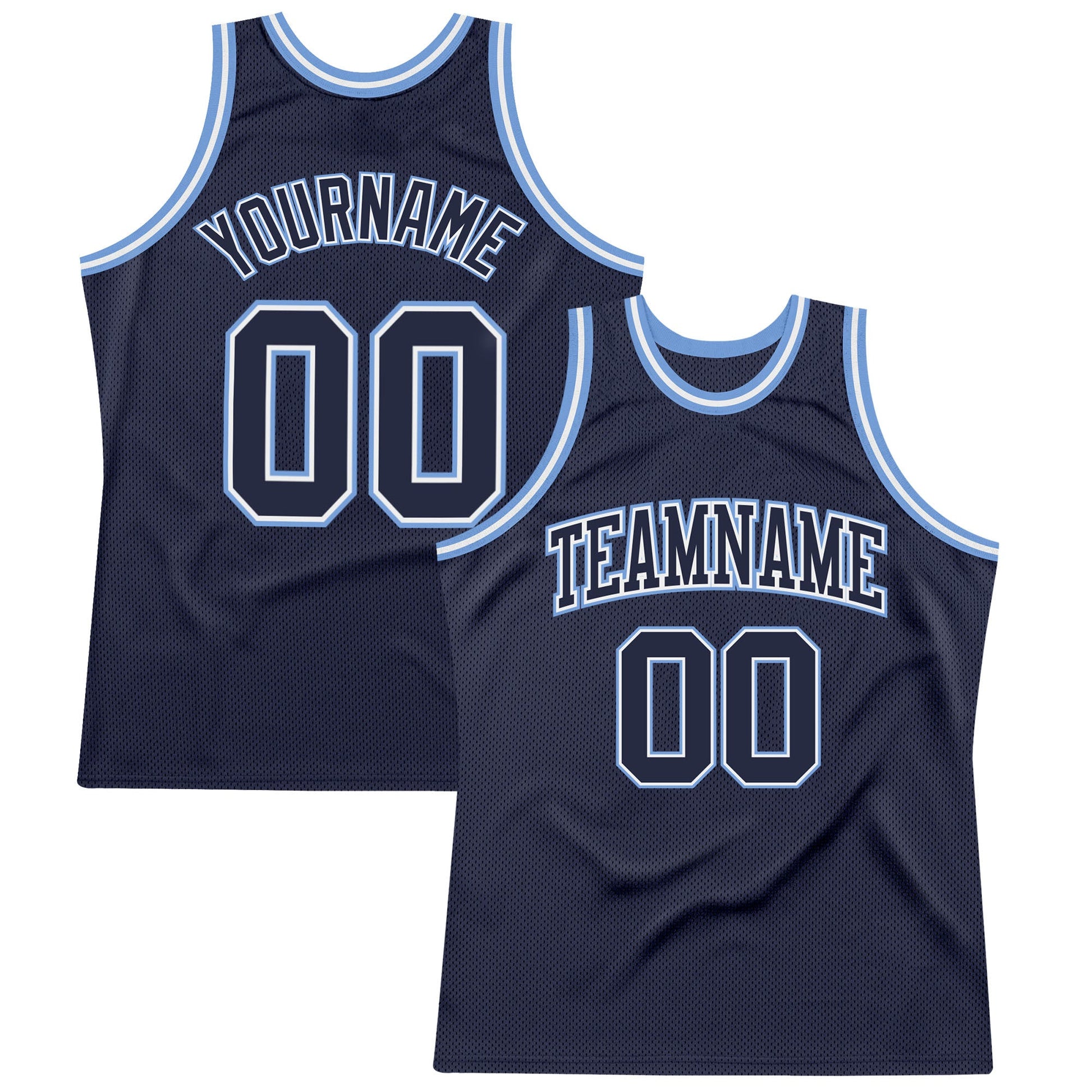 Custom Navy Navy-Light Blue Authentic Throwback Basketball Jersey - Main View