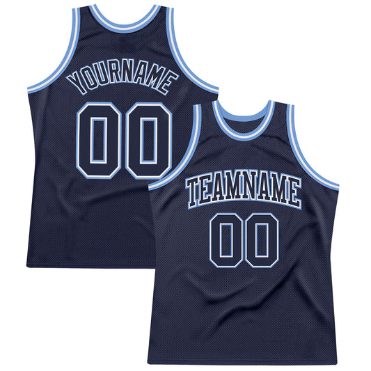 Custom Navy Navy-Light Blue Authentic Throwback Basketball Jersey - Main View