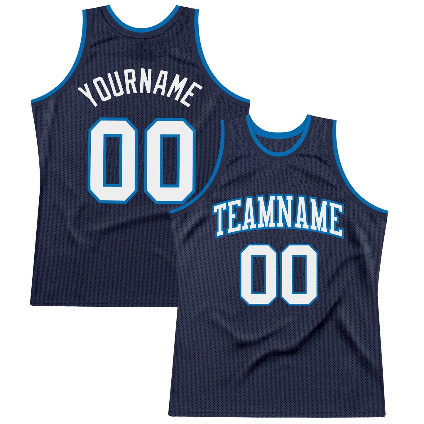Custom Navy White-Blue Authentic Throwback Basketball Jersey - Main View