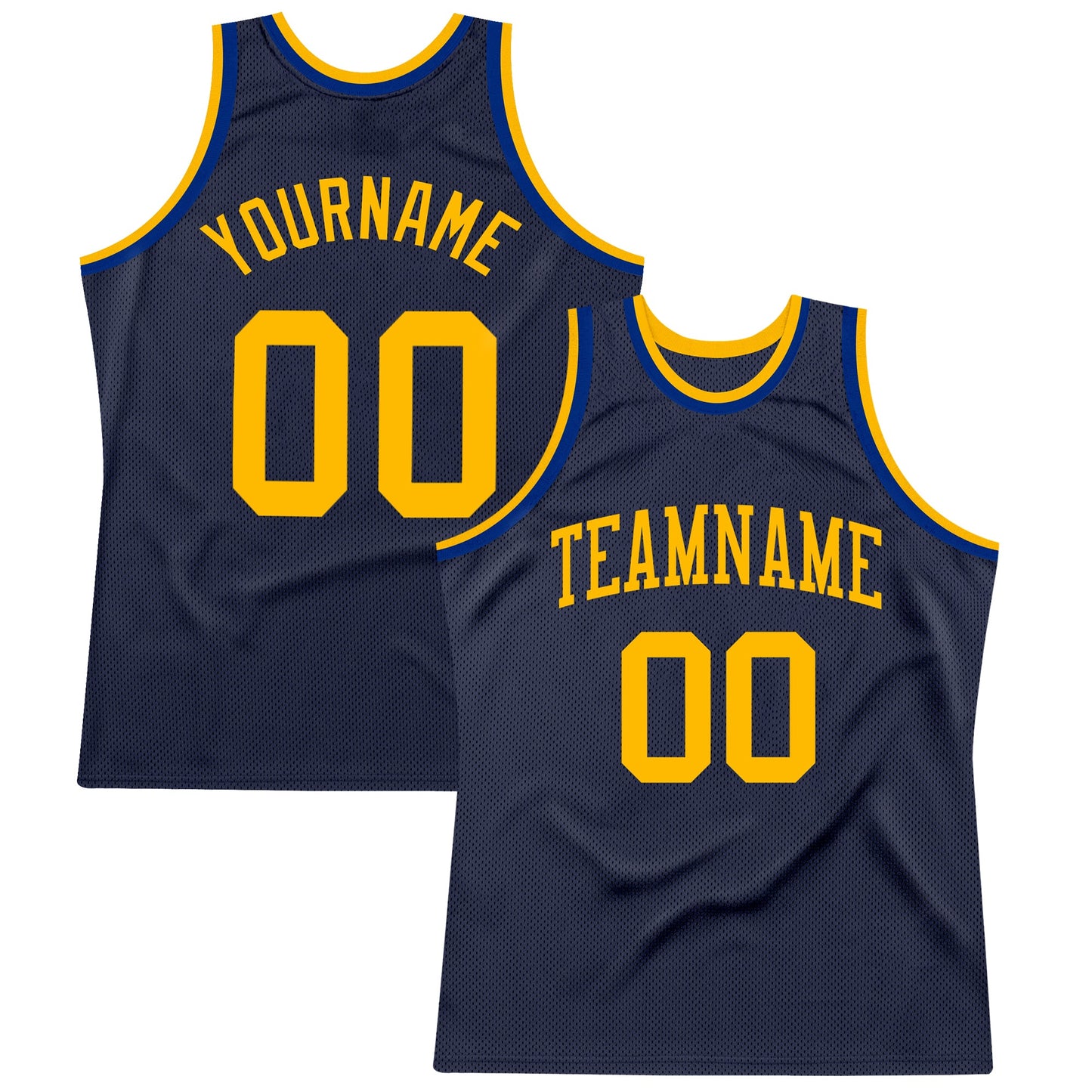Custom Navy Gold-Royal Authentic Throwback Basketball Jersey - Main View