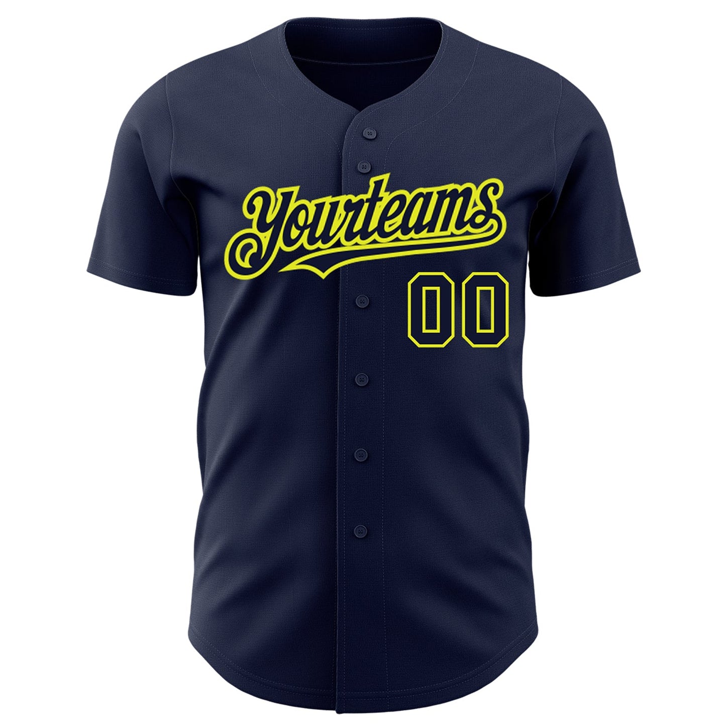 Custom Navy Neon Yellow Authentic Baseball Jersey view 2