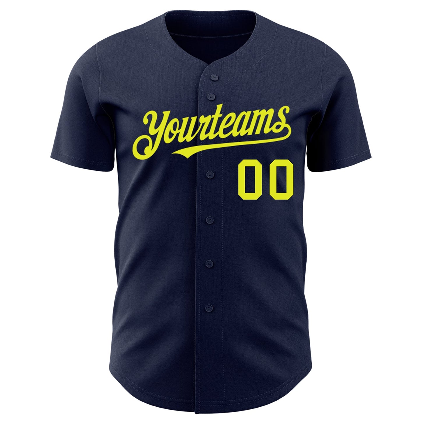 Custom Navy Neon Yellow Authentic Baseball Jersey view 2