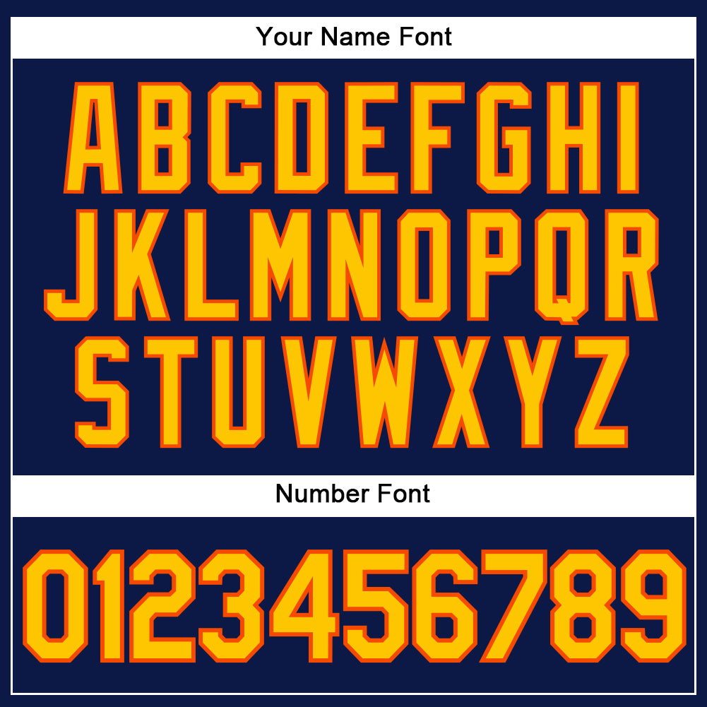 Custom Navy Yellow-Orange Authentic Baseball Jersey view 5