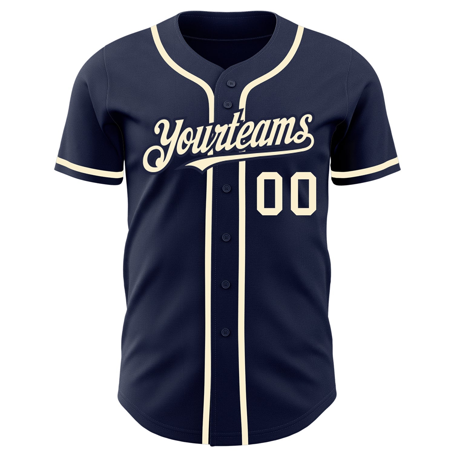 Custom Navy Cream Authentic Baseball Jersey view 2