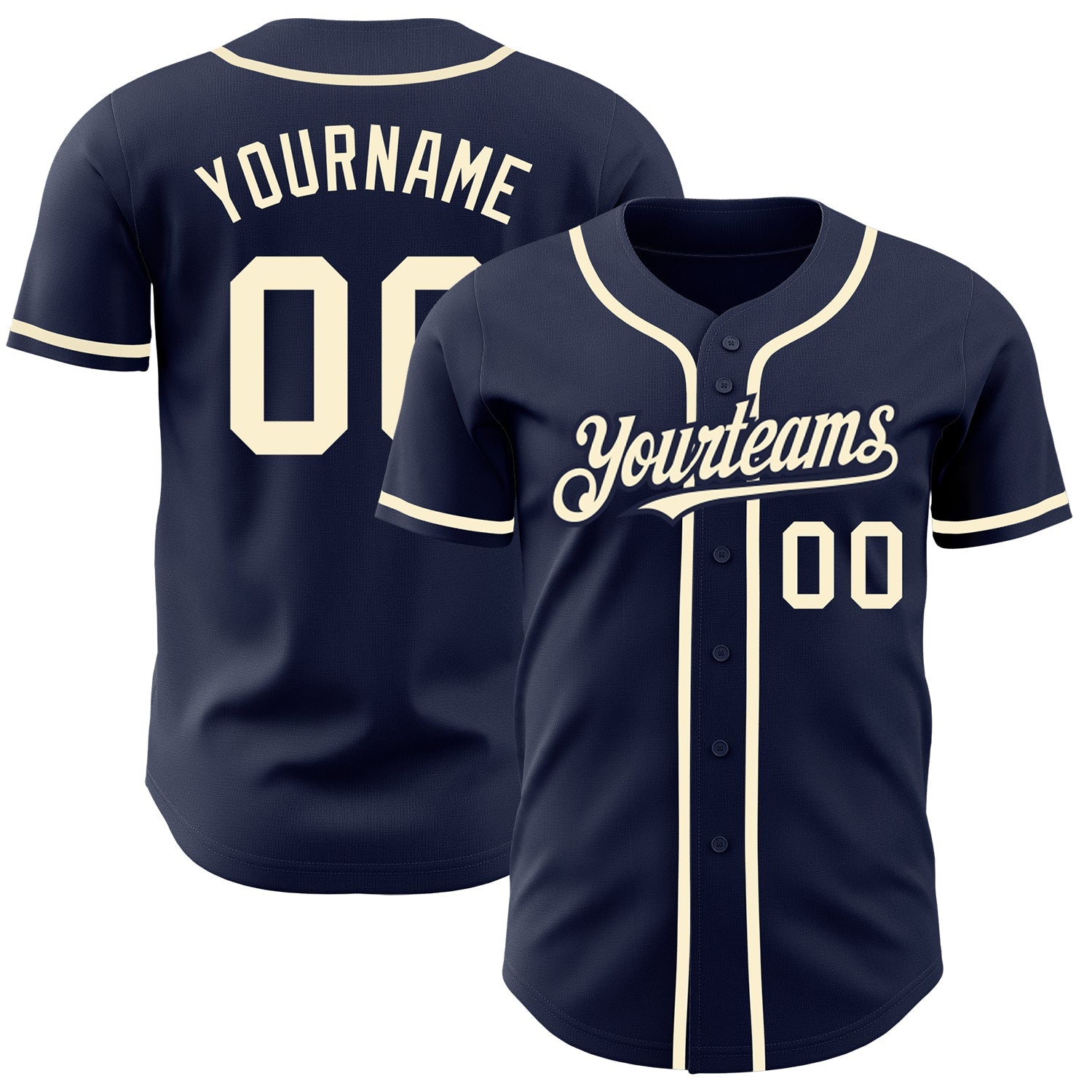 Custom Navy Cream Authentic Baseball Jersey - Main View