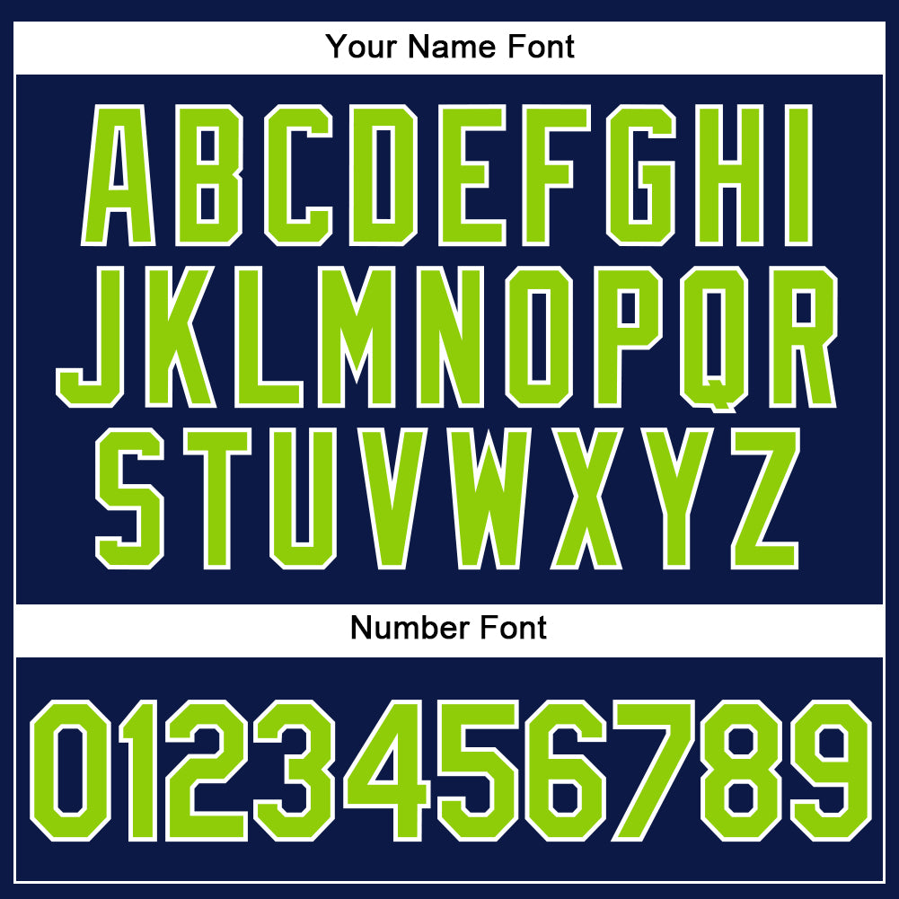 Custom Navy White Pinstripe Neon Green Authentic Baseball Jersey view 5