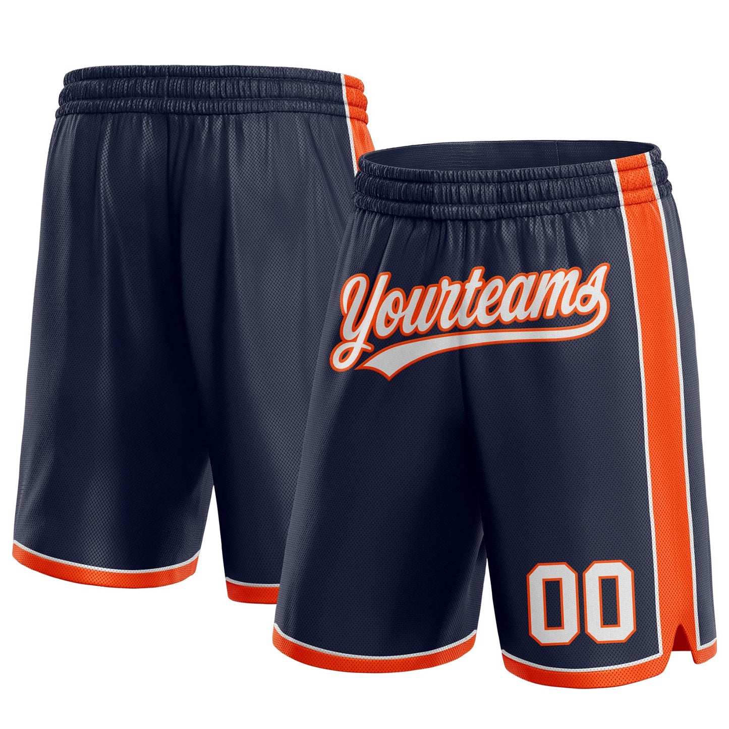 Custom Navy White-Orange Authentic Basketball Shorts - Main View