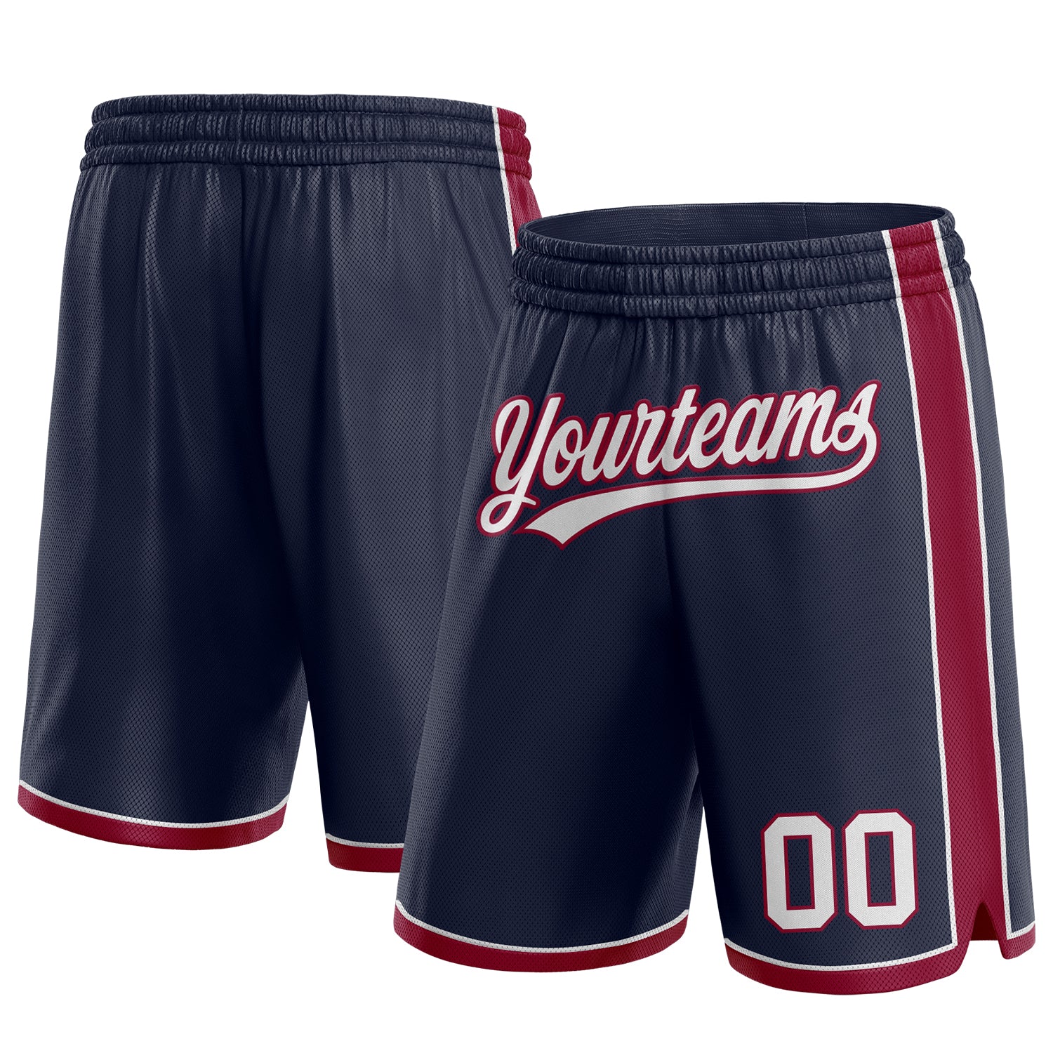 Custom Navy White-Maroon Authentic Basketball Shorts - Main View