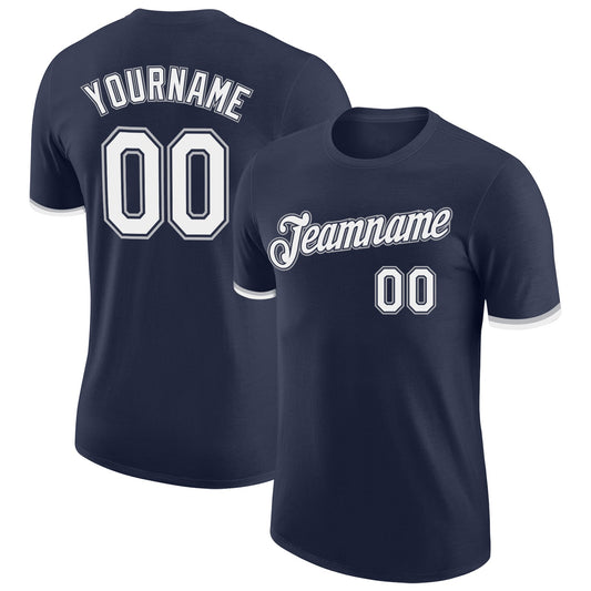 Custom Navy White-Gray Performance T-Shirt - Main View