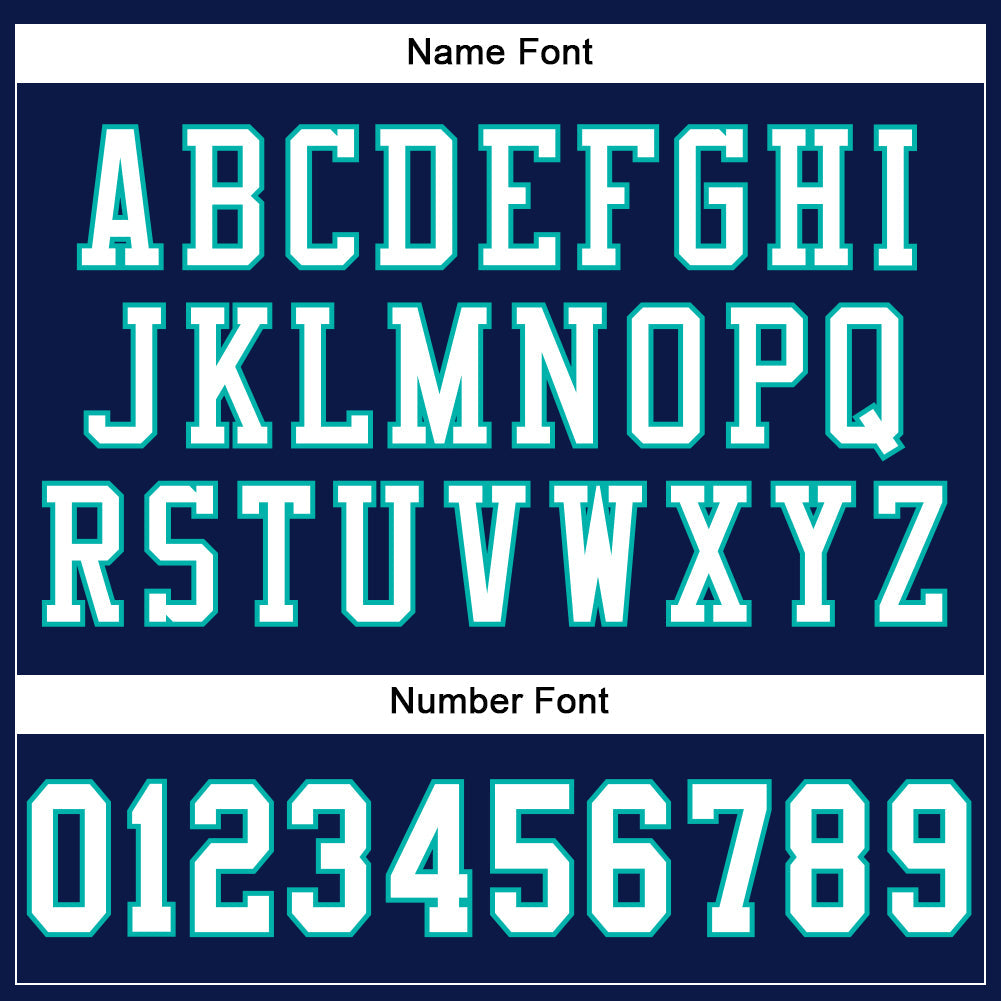 Custom Navy White-Aqua Mesh Authentic Football Jersey view 4
