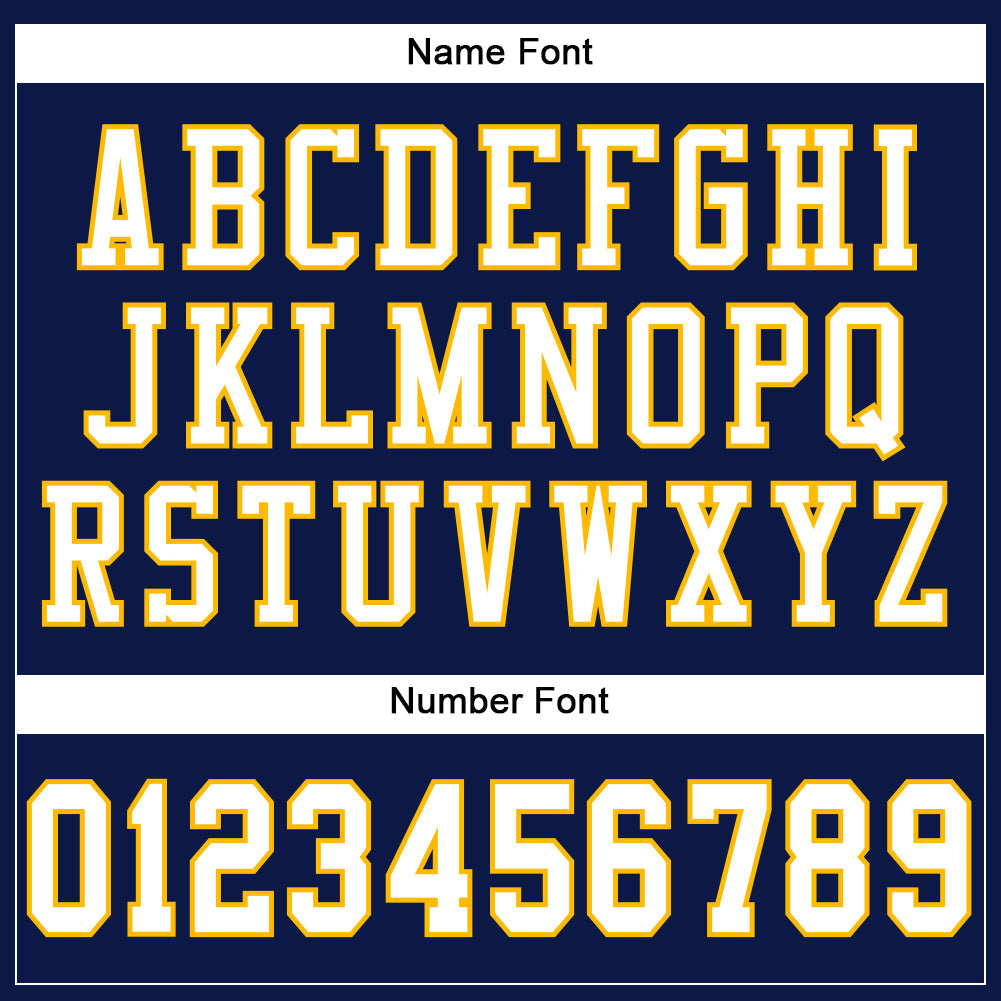 Custom Navy White-Gold Mesh Authentic Football Jersey view 4