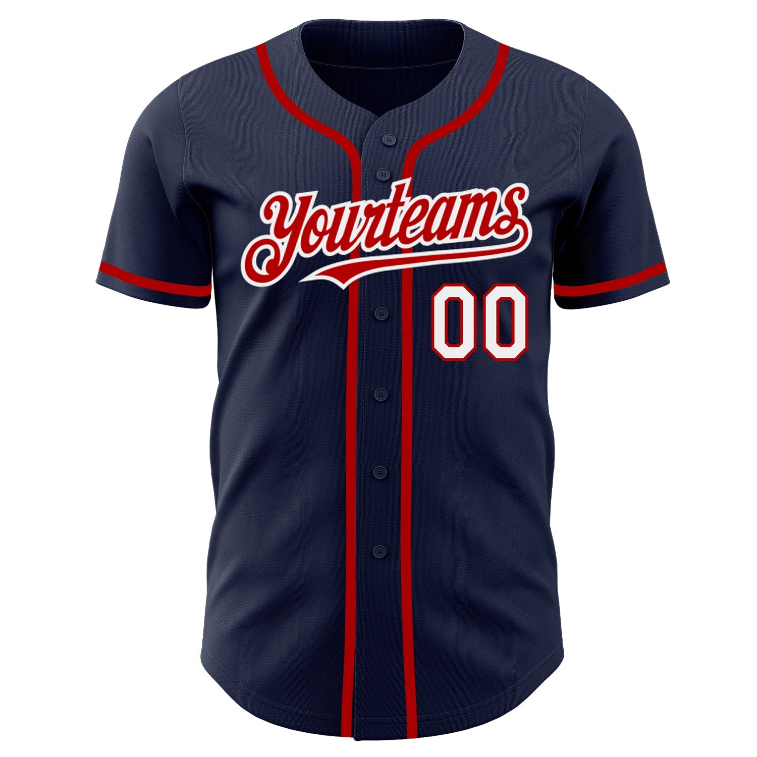 Custom Navy White-Red Authentic Baseball Jersey view 2