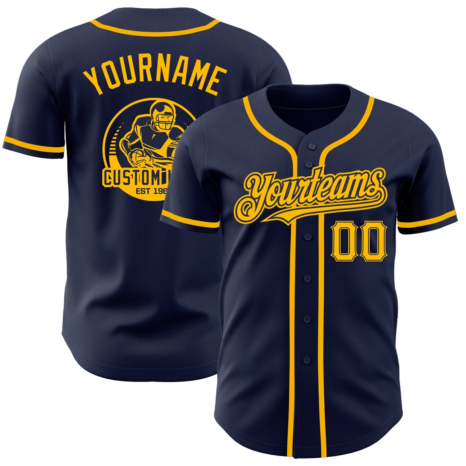 Custom Navy Gold Authentic Baseball Jersey - Main View