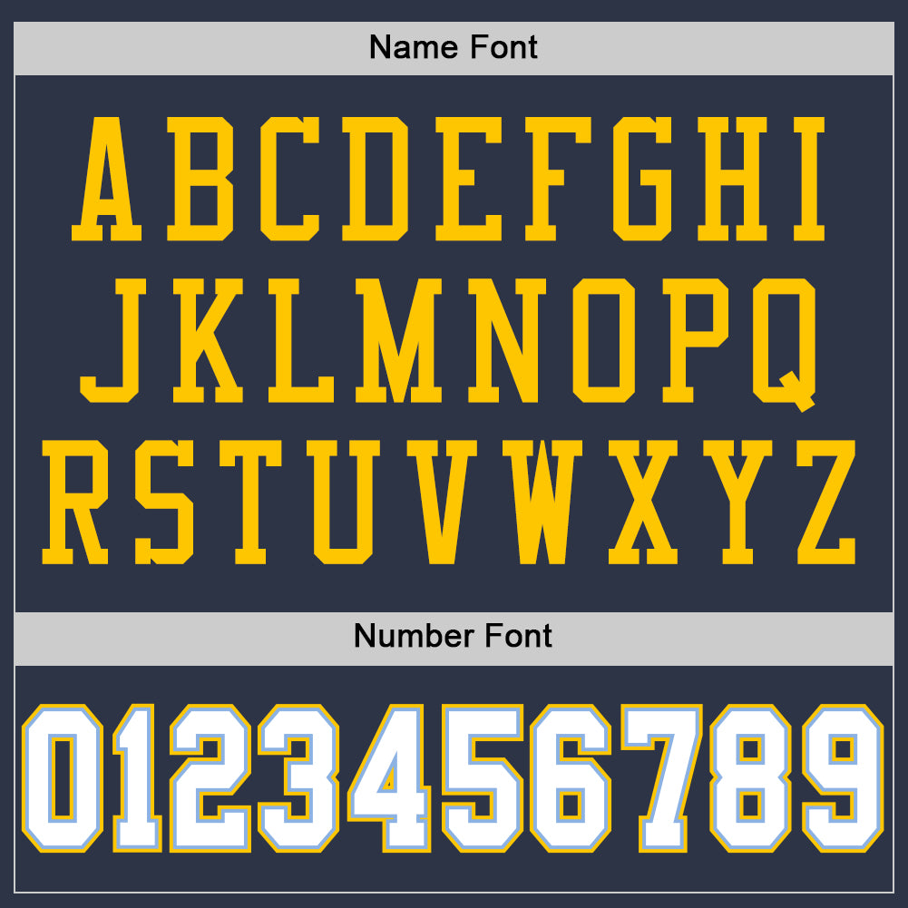 Custom Navy White Light Blue-Yellow Mesh Authentic Football Jersey view 4