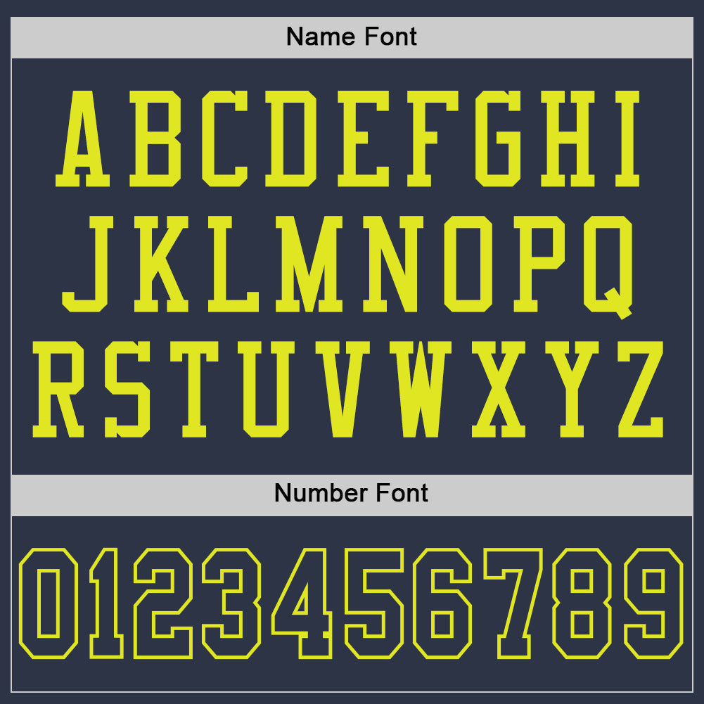 Custom Navy Neon Yellow Mesh Authentic Football Jersey view 4