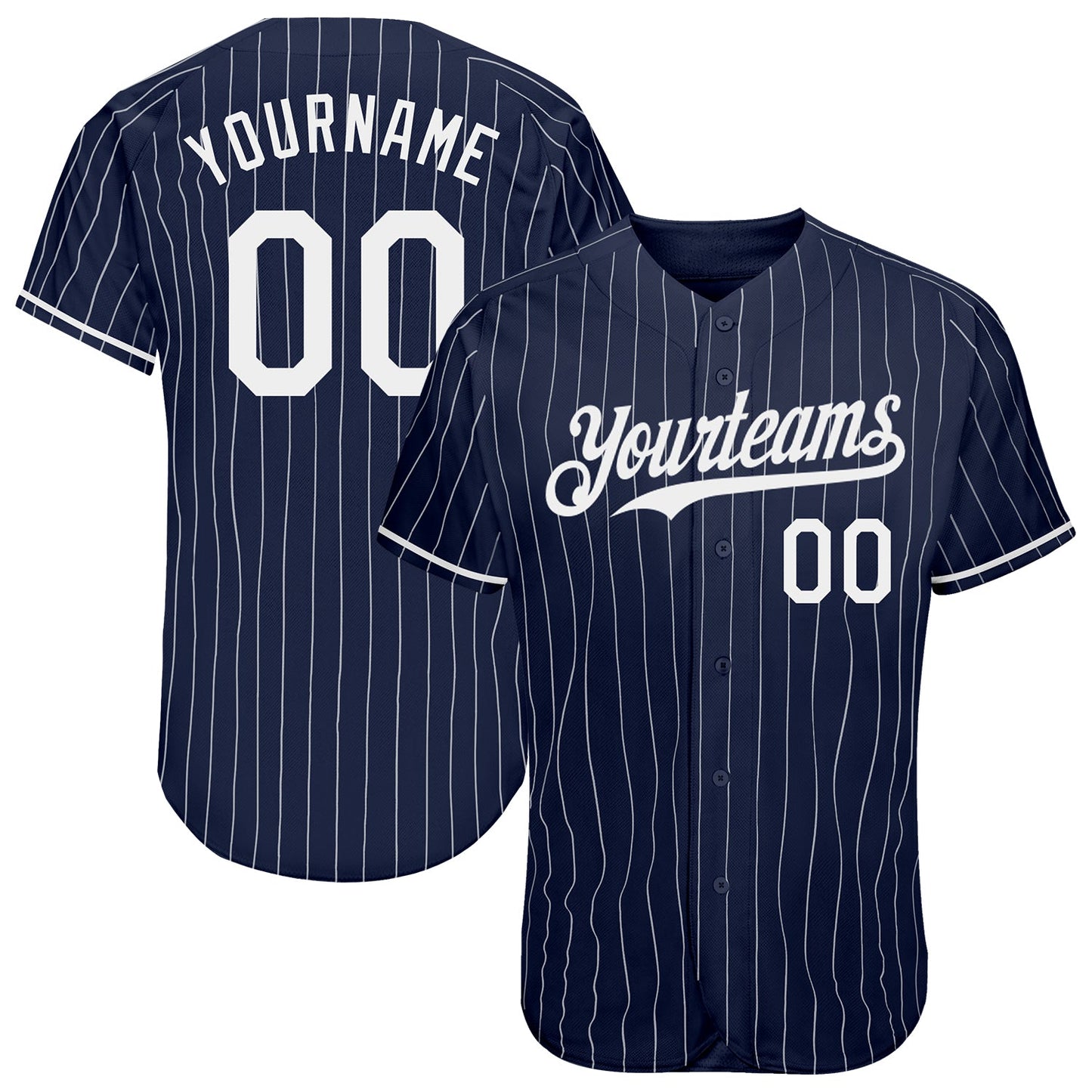 Custom Navy White Pinstripe Authentic Baseball Jersey - Main View