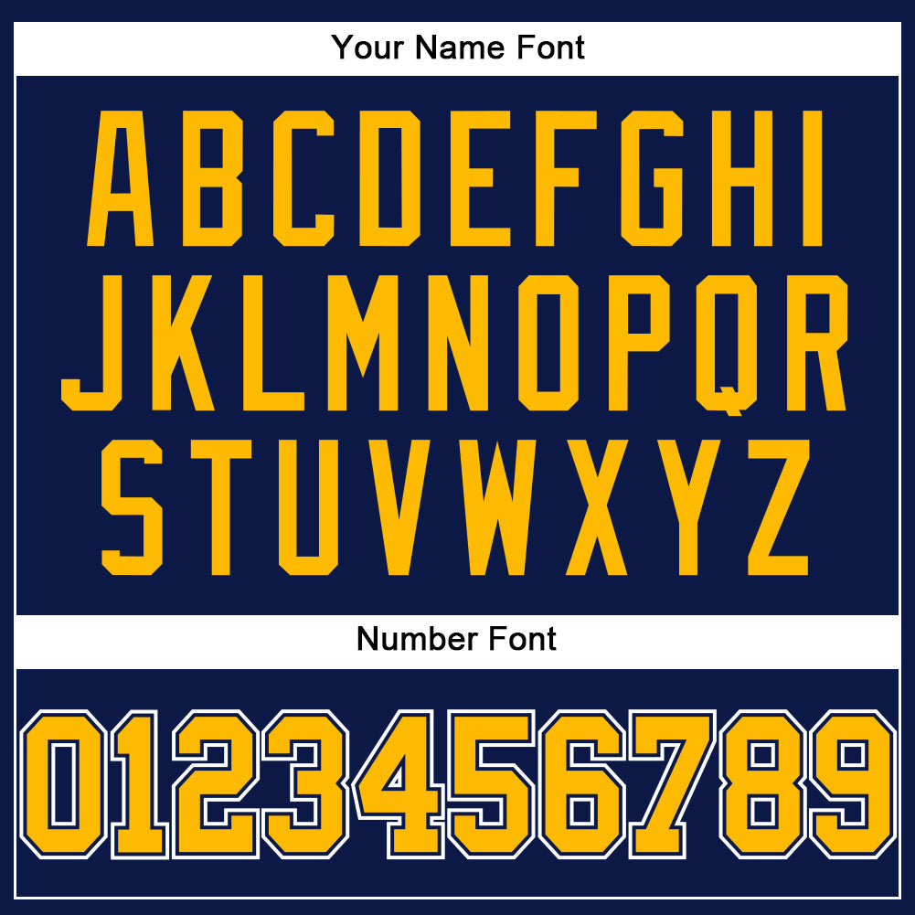 Custom Navy Gold-White Authentic Baseball Jersey view 5