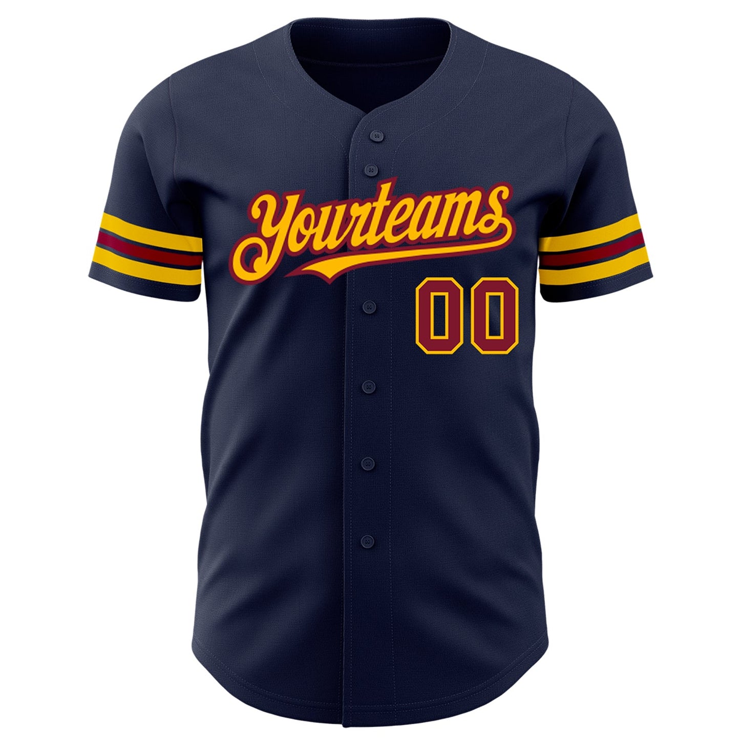 Custom Navy Crimson-Gold Authentic Baseball Jersey view 2