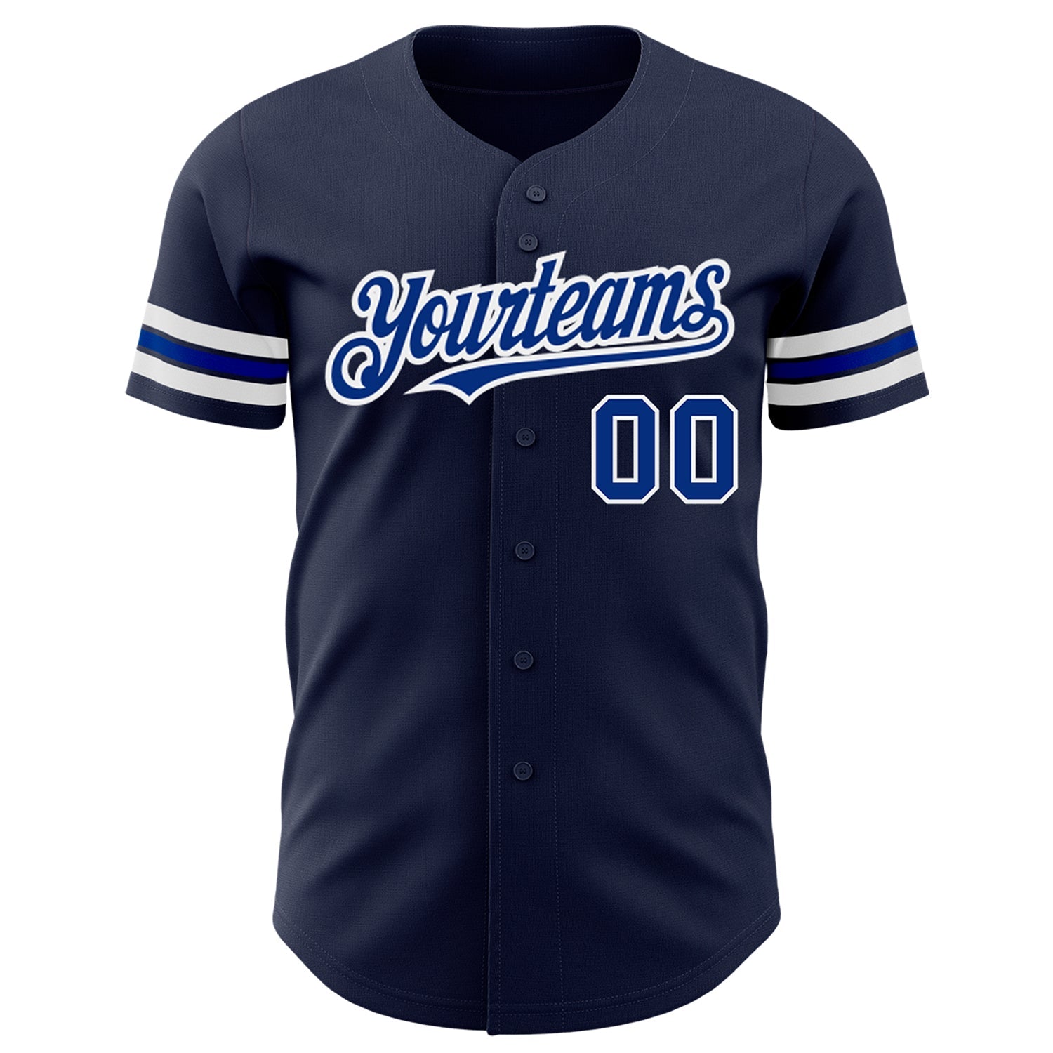 Custom Navy Royal-White Authentic Baseball Jersey view 2