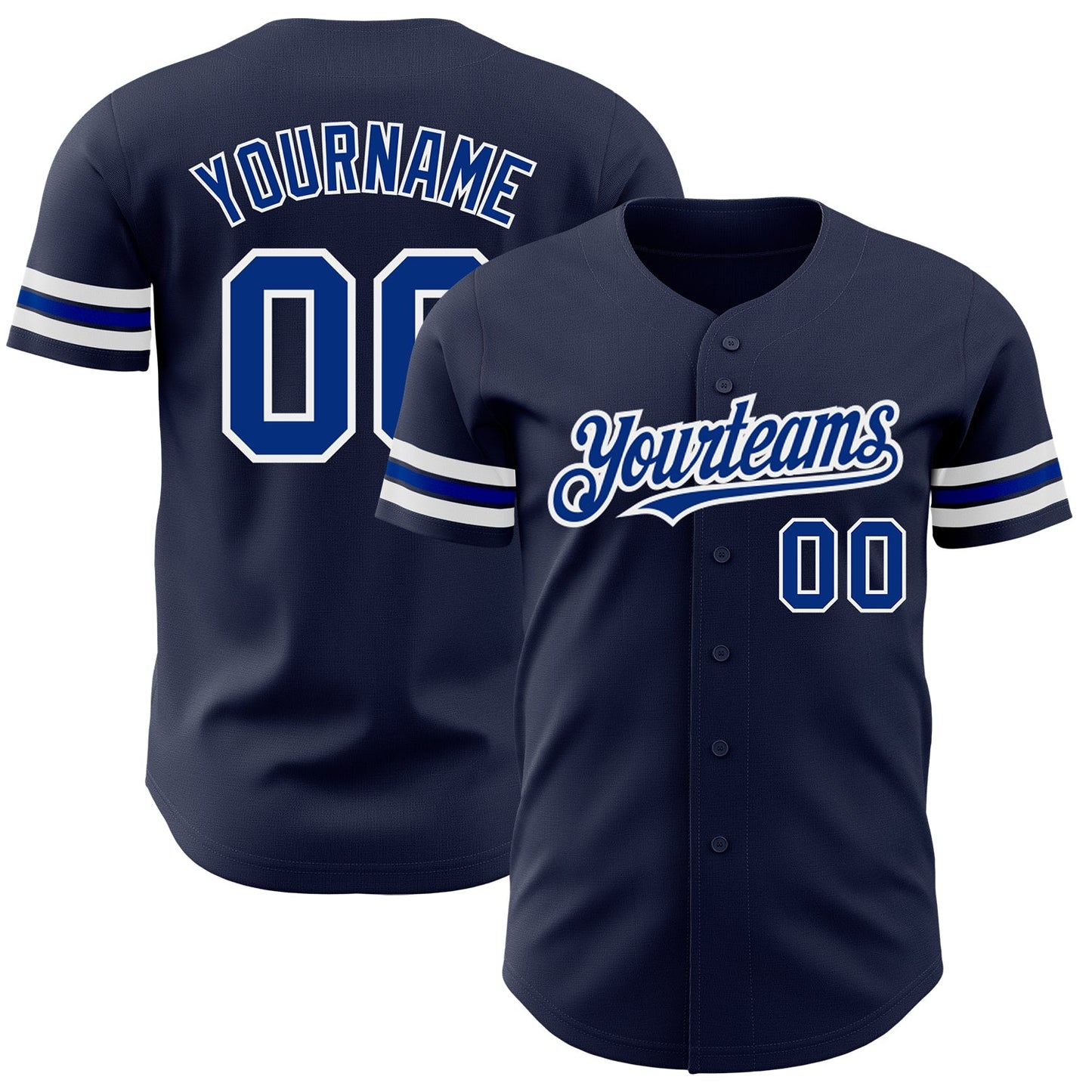 Custom Navy Royal-White Authentic Baseball Jersey - Main View