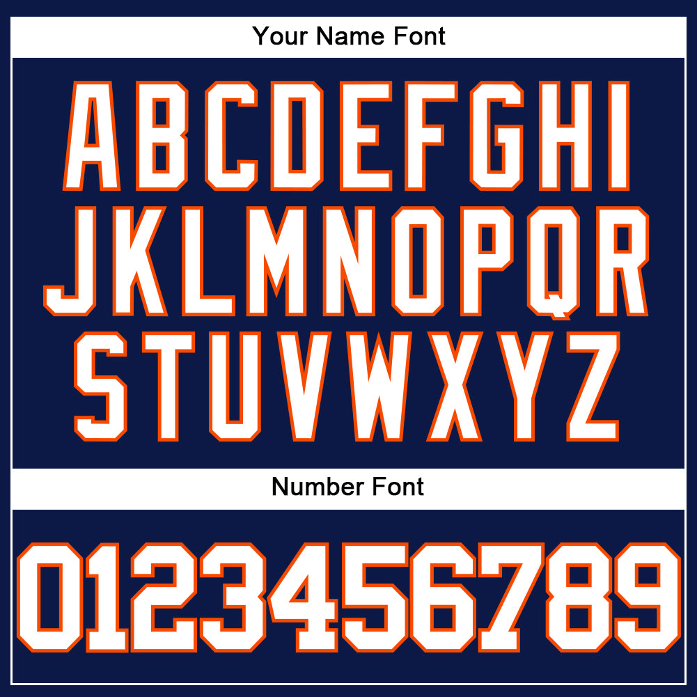 Custom Navy White-Orange Authentic Baseball Jersey view 5