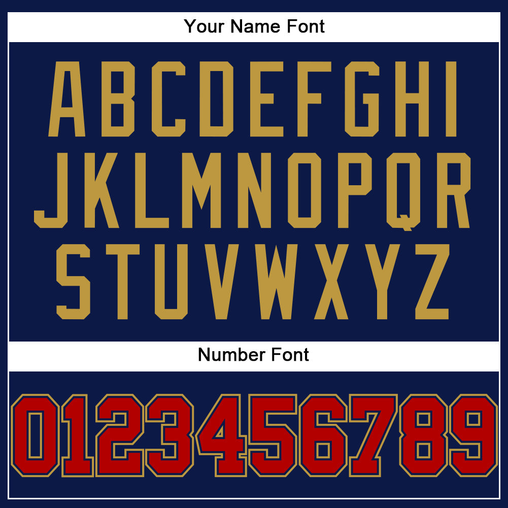 Custom Navy Red-Old Gold Authentic Baseball Jersey view 5