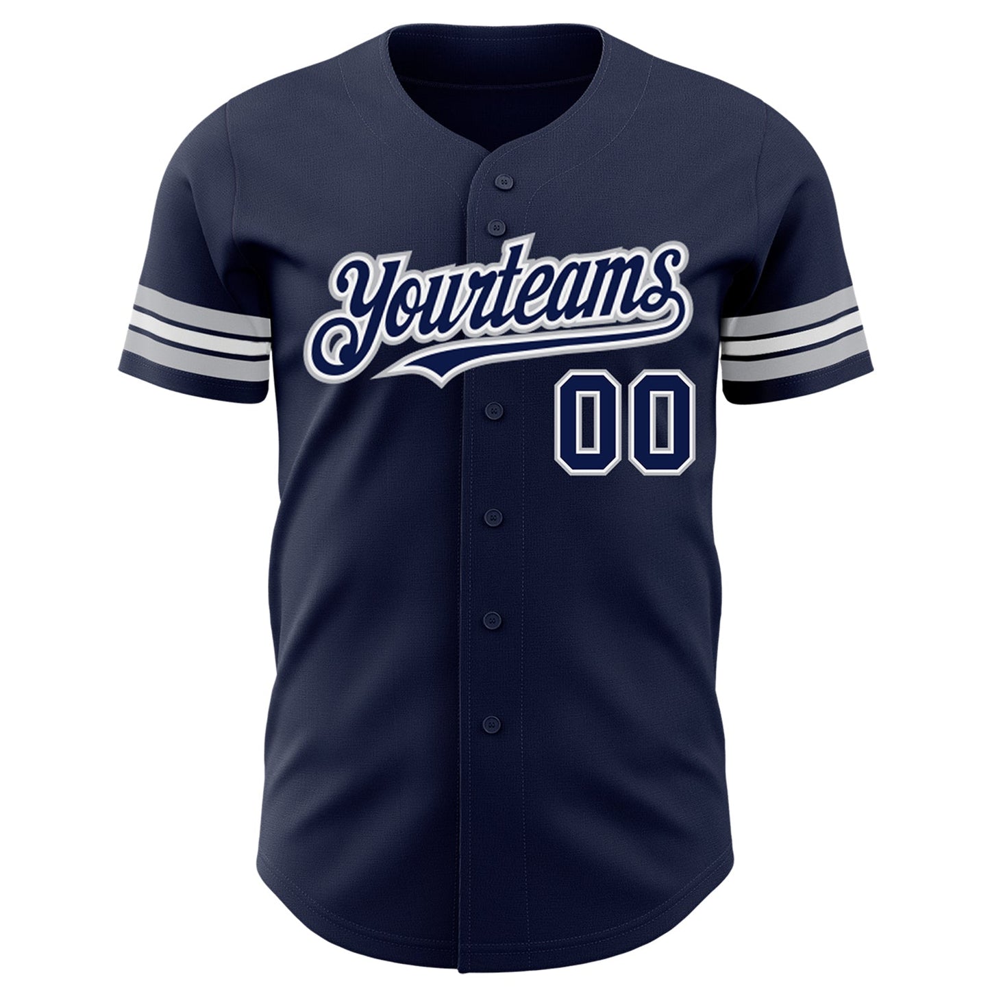 Custom Navy White-Gray Authentic Baseball Jersey view 2