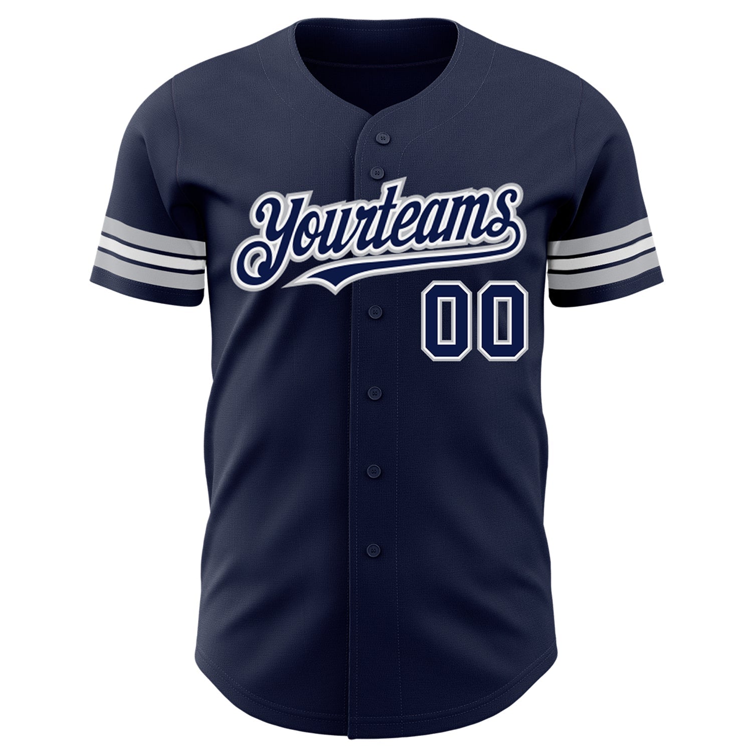 Custom Navy White-Gray Authentic Baseball Jersey view 2