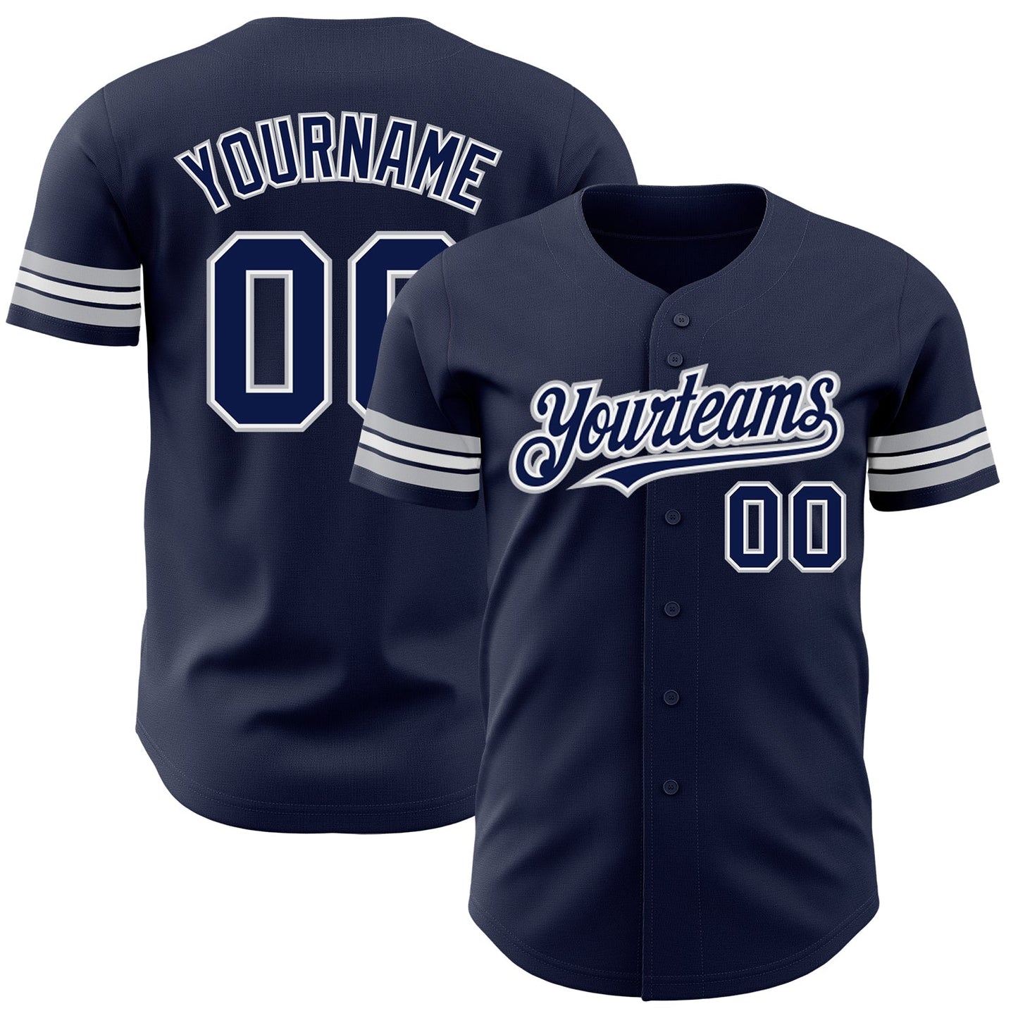Custom Navy White-Gray Authentic Baseball Jersey - Main View