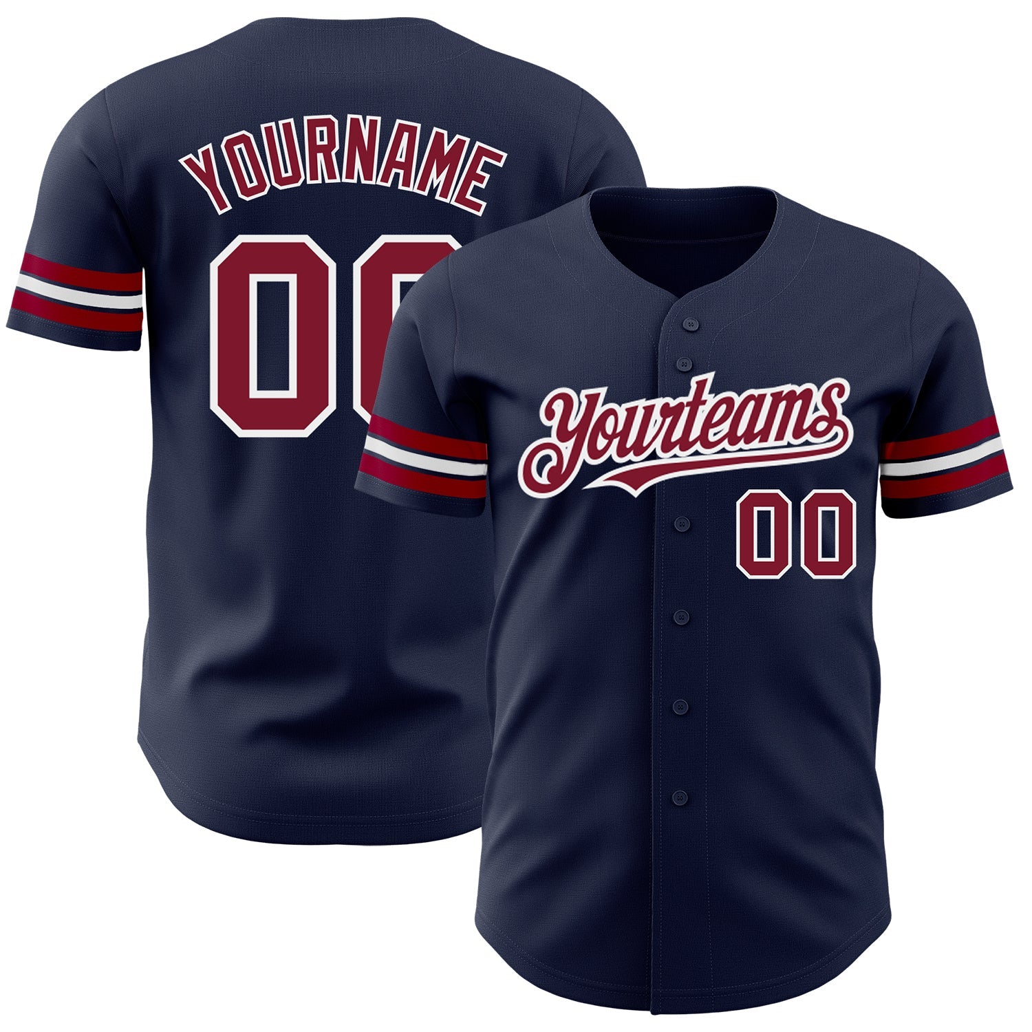 Custom Navy Crimson-White Authentic Baseball Jersey - Main View
