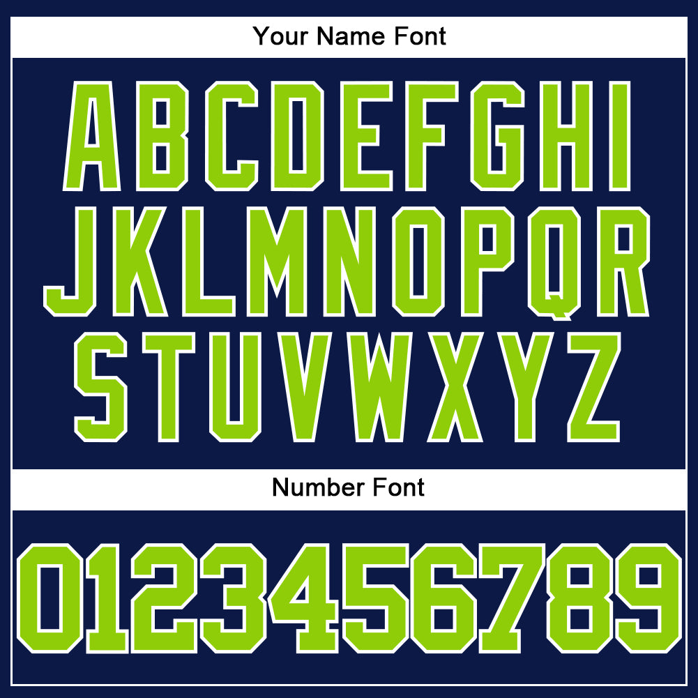 Custom Navy Neon Green-White Authentic Baseball Jersey view 5