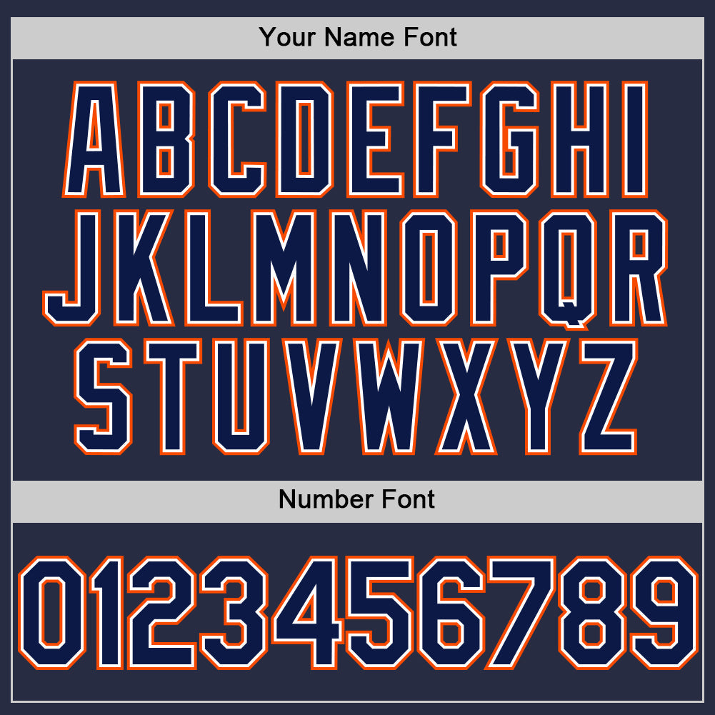 Custom Navy White-Orange Mesh Authentic Throwback Baseball Jersey view 5