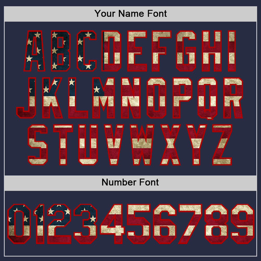 Custom Navy Vintage USA Flag-Red Mesh Authentic Throwback Baseball Jersey view 5
