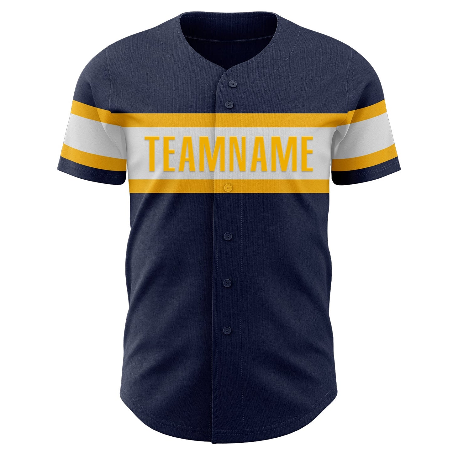Custom Navy White-Gold Authentic Baseball Jersey view 2