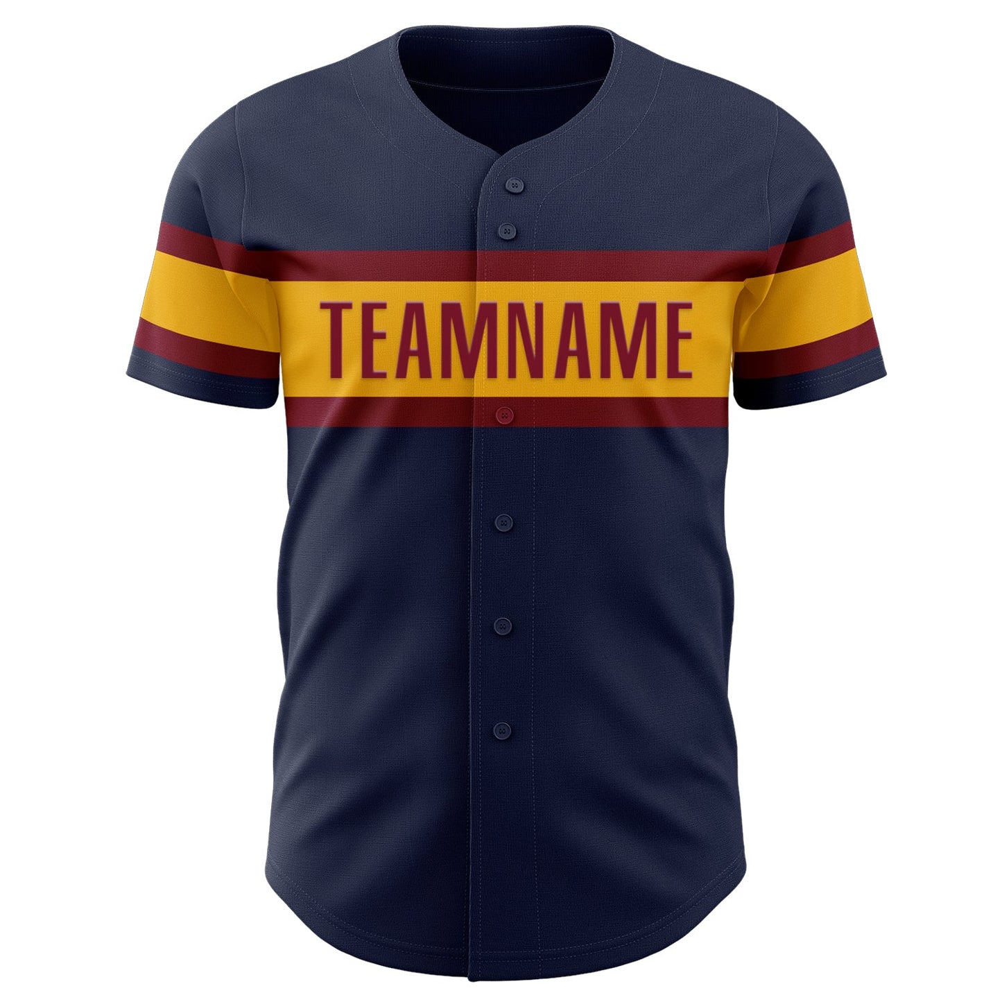 Custom Navy Crimson-Gold Authentic Baseball Jersey view 2