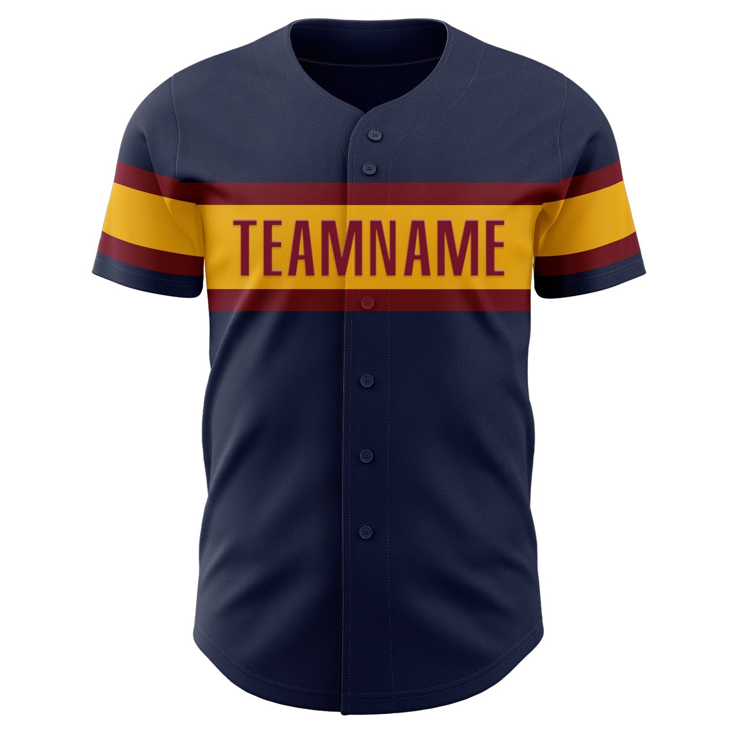 Custom Navy Crimson-Gold Authentic Baseball Jersey view 2