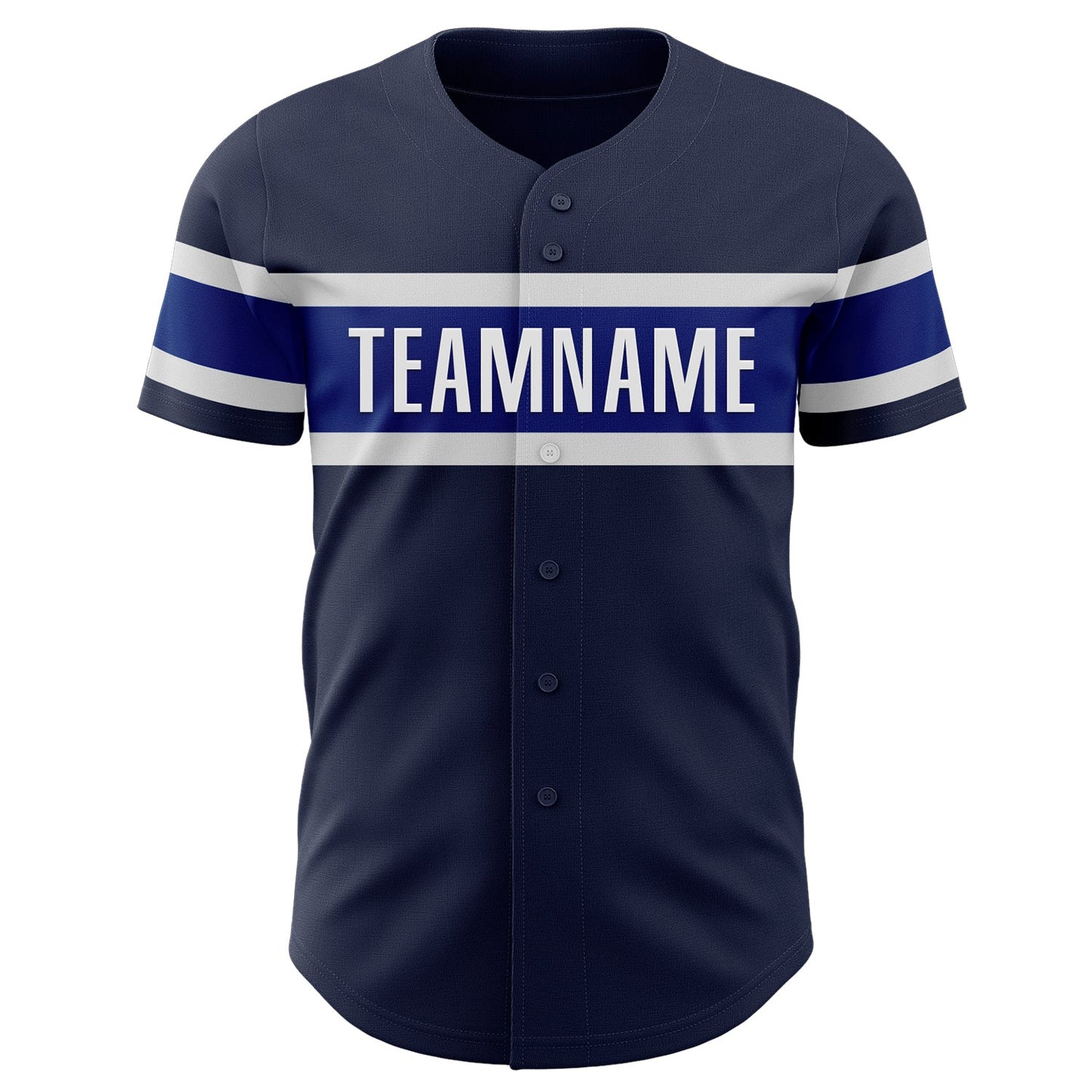 Custom Navy Royal-White Authentic Baseball Jersey view 2