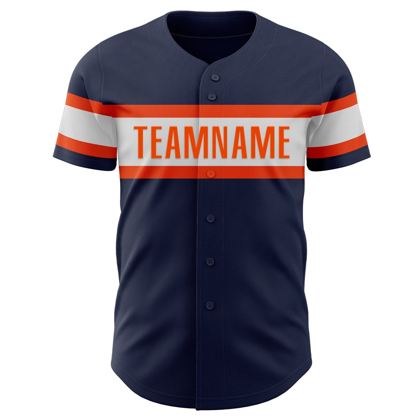 Custom Navy White-Orange Authentic Baseball Jersey view 2