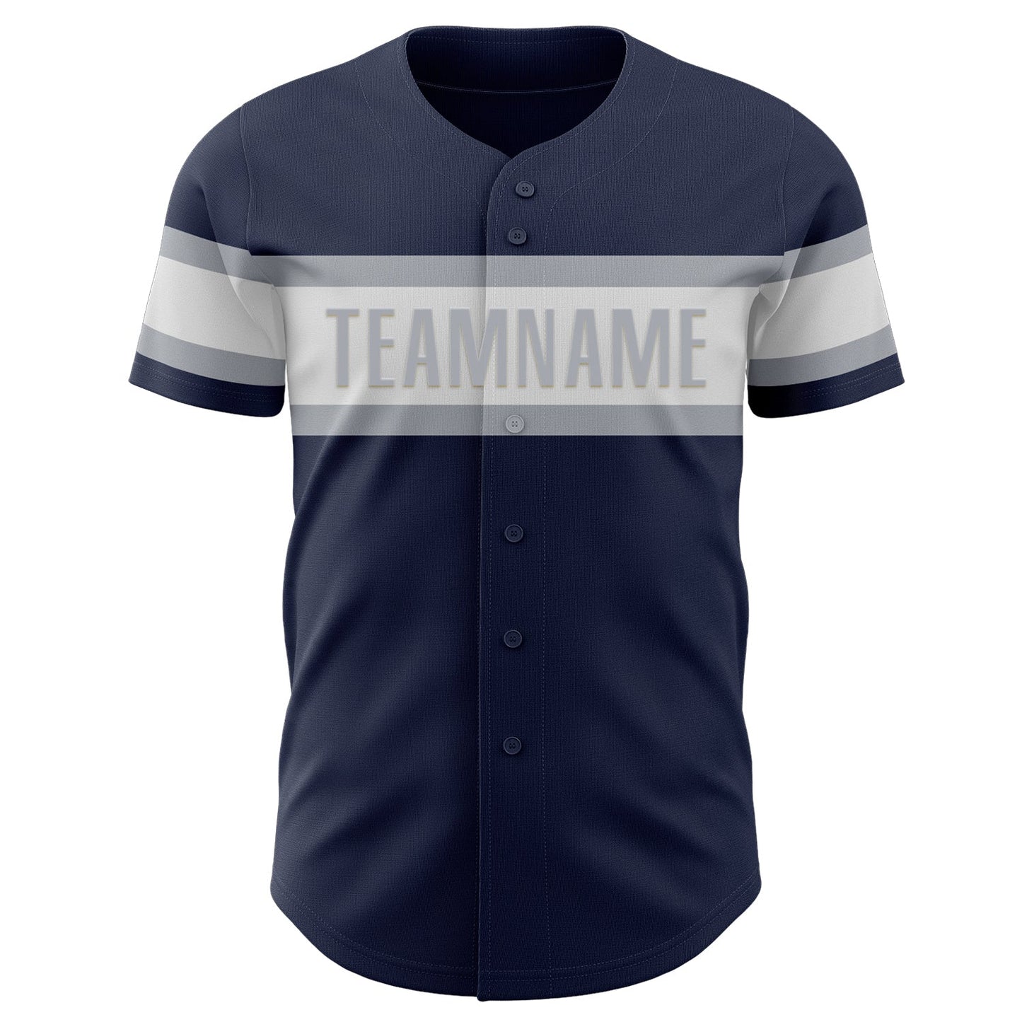 Custom Navy White-Gray Authentic Baseball Jersey view 2