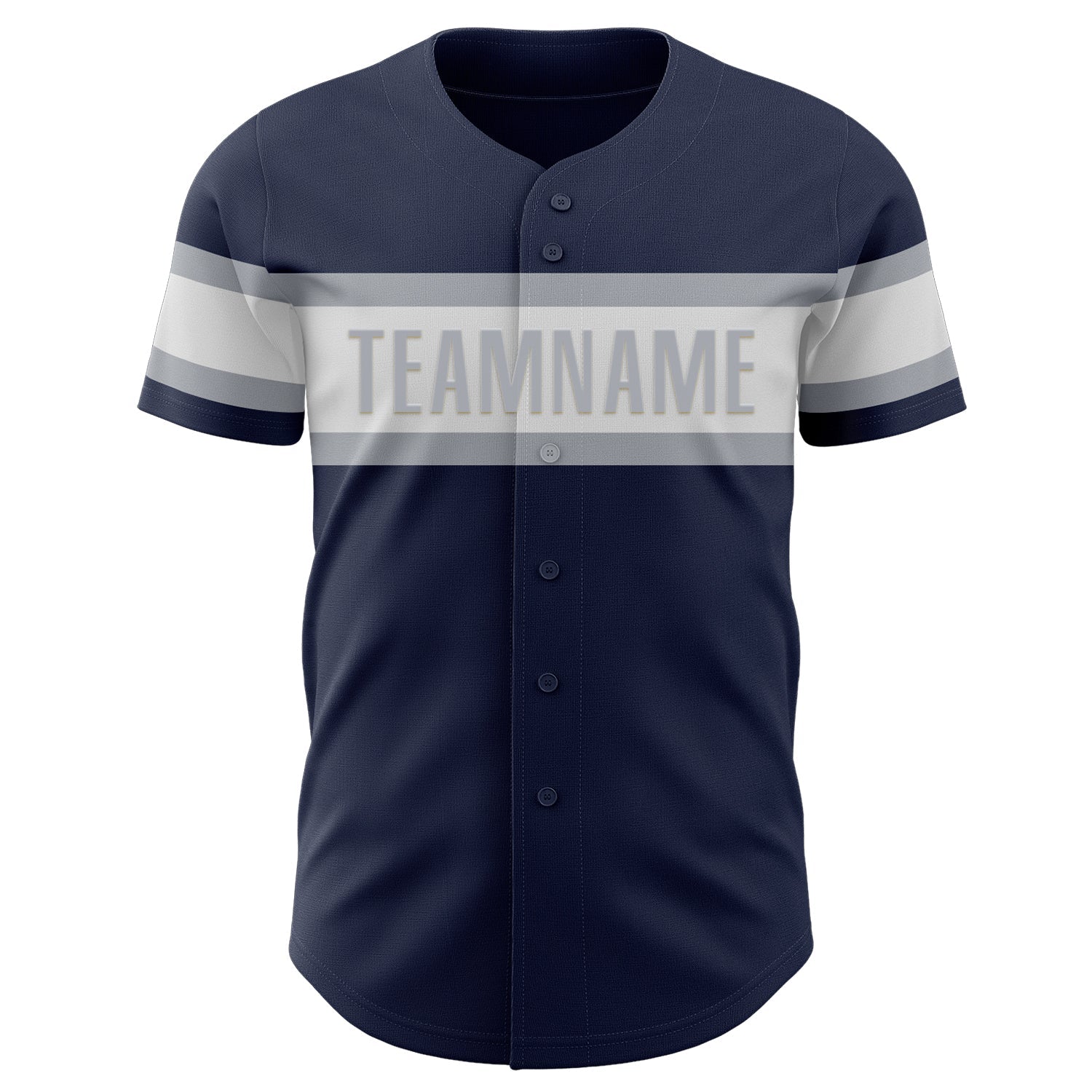 Custom Navy White-Gray Authentic Baseball Jersey view 2